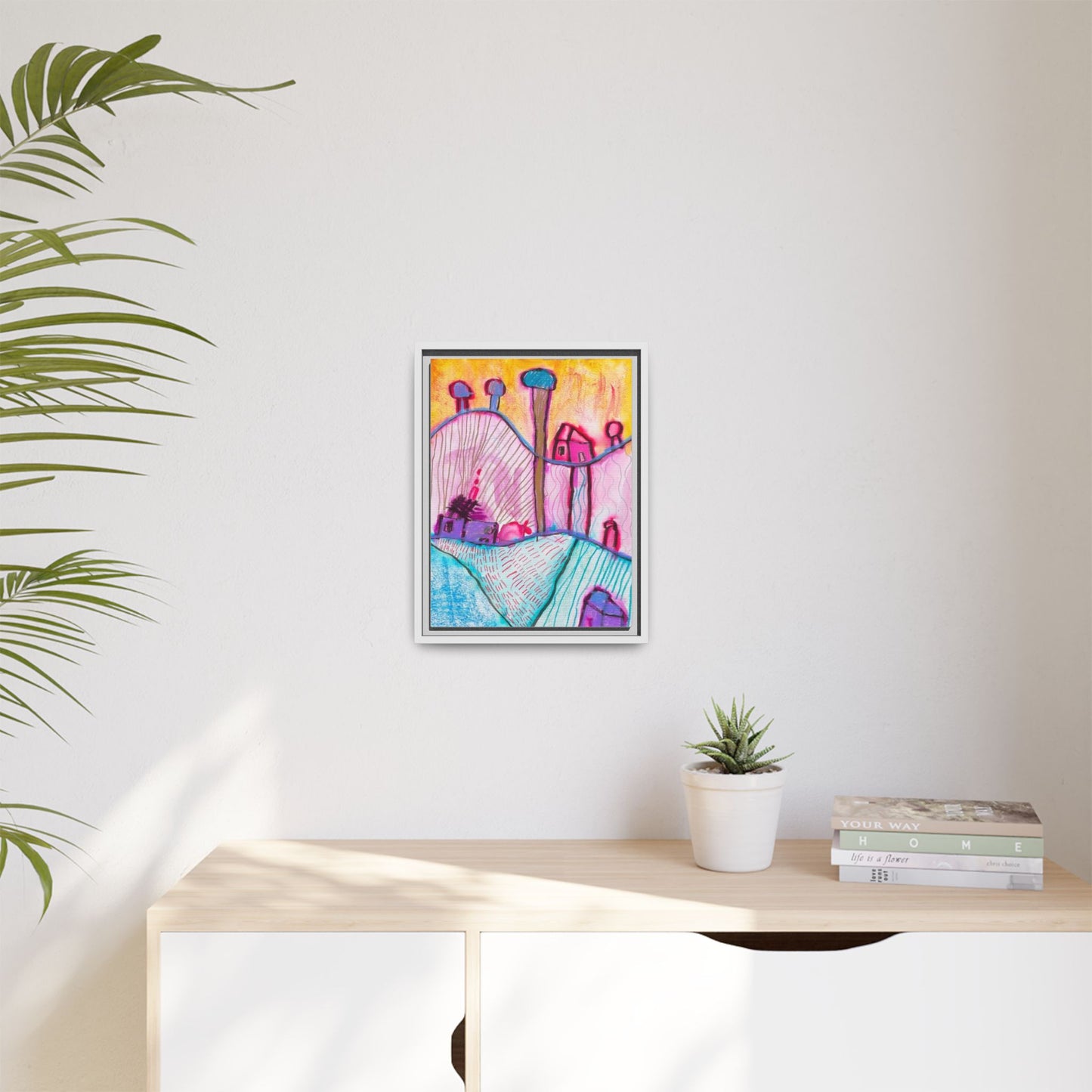 House on a Hill Matte Canvas, Framed Inspired by Frank Stella Art by Jackson Smith
