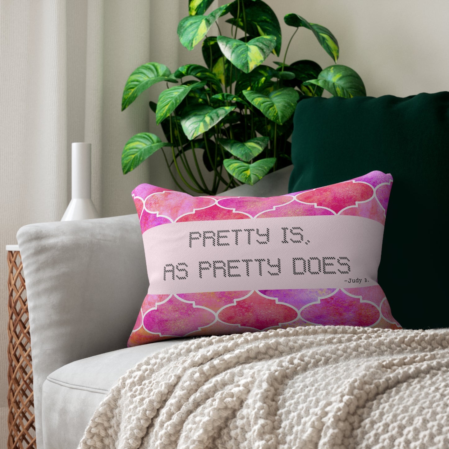 Pink Throw Pillow Pretty Is As Pretty Does Quote Pillow 2- x 14 inch Decorative Pillow, Pretty is as Pretty Does