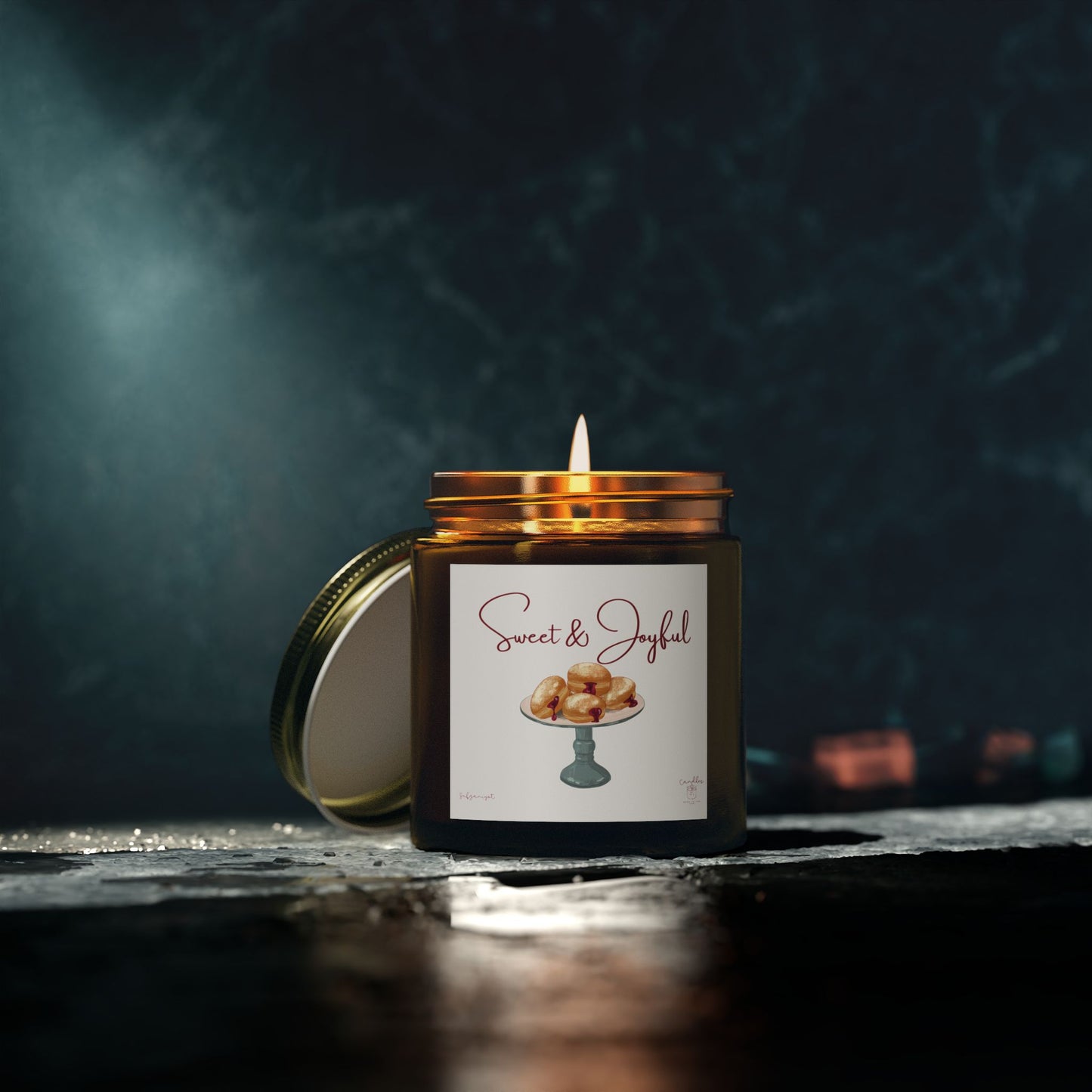 Hanukkah Scented Candles, Chanukah Sufganiyot Scented Candle for Hanukkah made of Coconut Apricot Wax (4oz, 9oz)