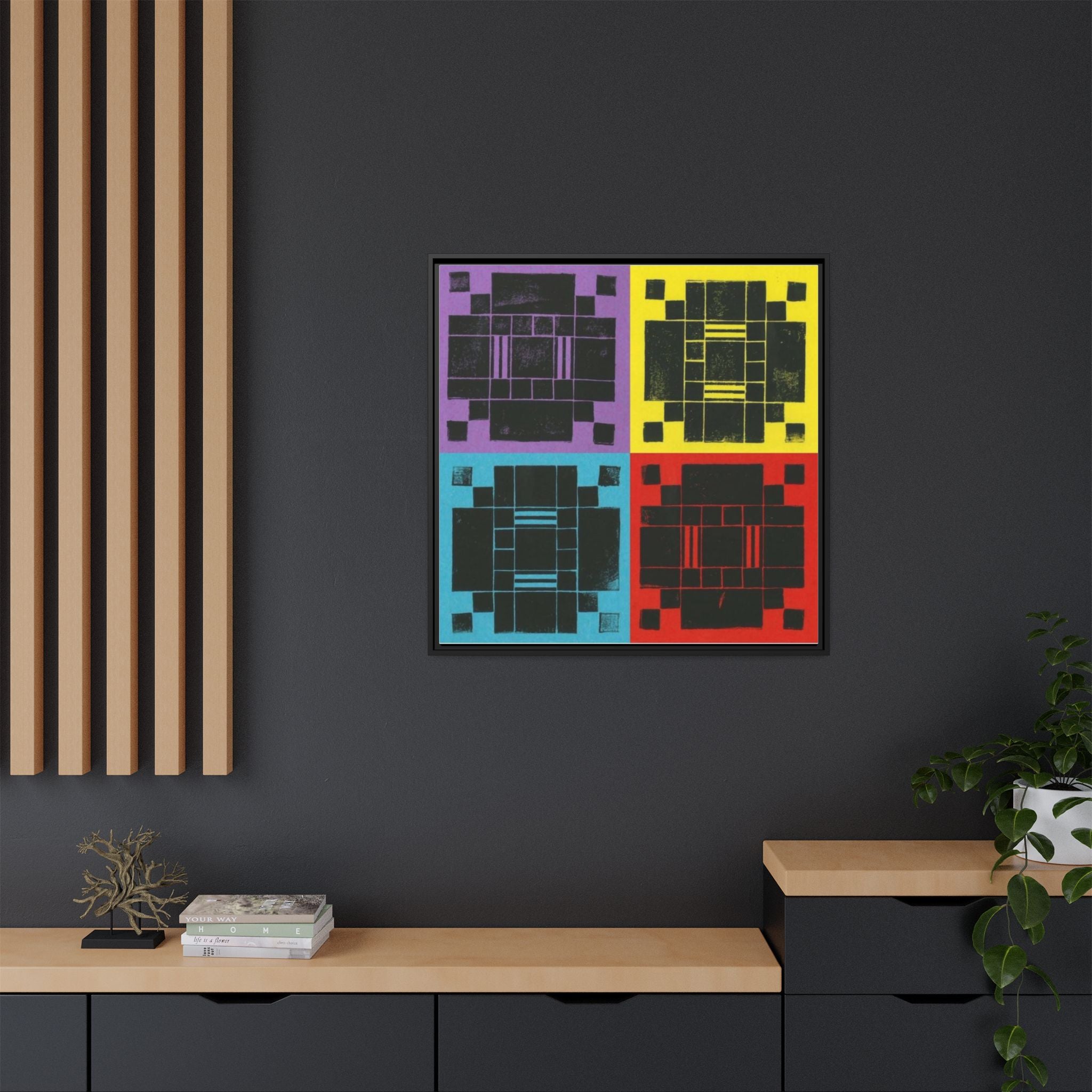 Printing With Legos Collagraph Matte Canvas, Framed