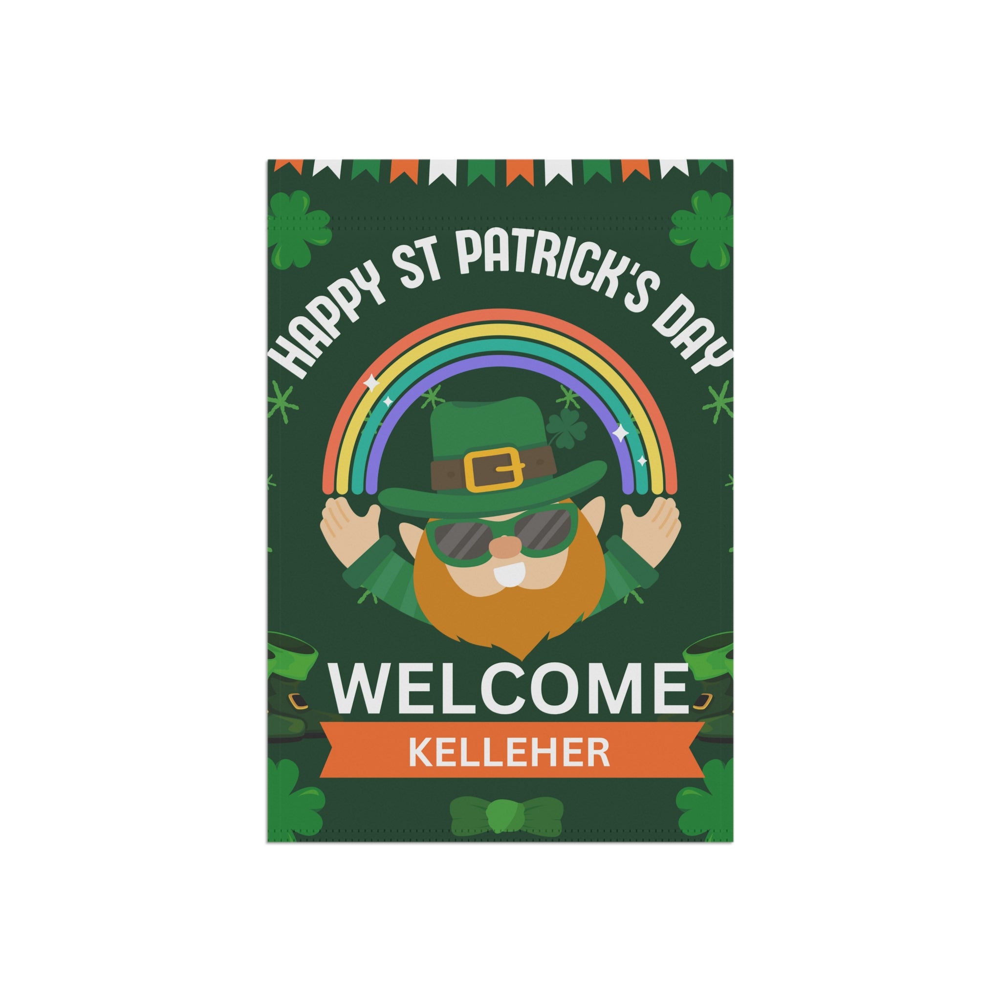 Custom Name St Patrick's Day Garden Flag St Patrick's Day Welcome Flag for Garden