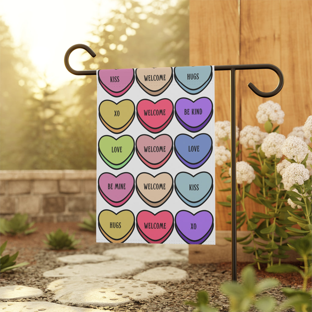Valentine's Day Flag Valentines Day Garden Flag Candy Hearts Welcome Flag for Valentine's Day