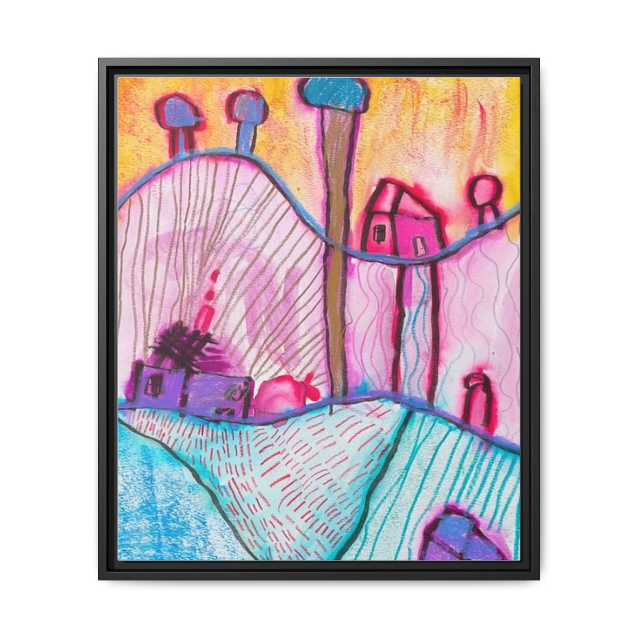 House on a Hill Matte Canvas, Framed Inspired by Frank Stella Art by Jackson Smith