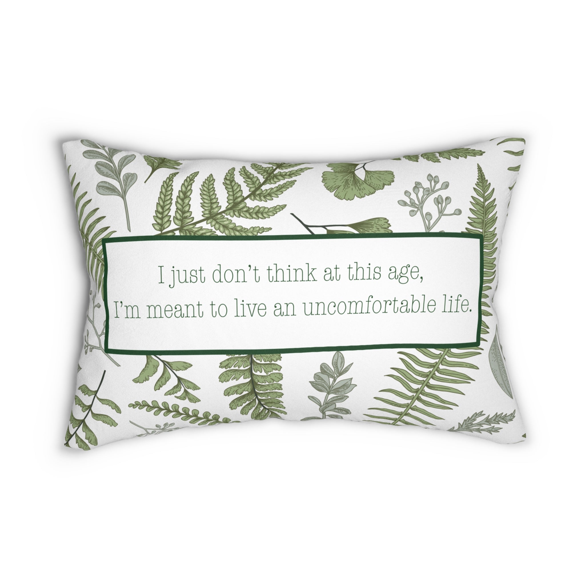 Quote Pillow Uncomfortable Life Quote White Lotus Green Decorative Pillow 20 x 14