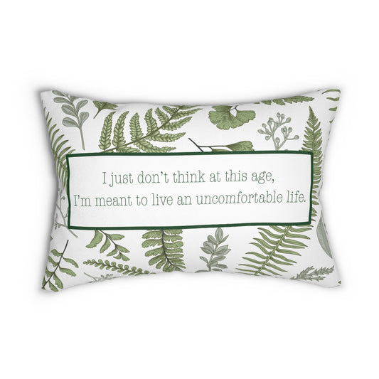 Quote Pillow Uncomfortable Life Quote White Lotus Green Decorative Pillow 20 x 14