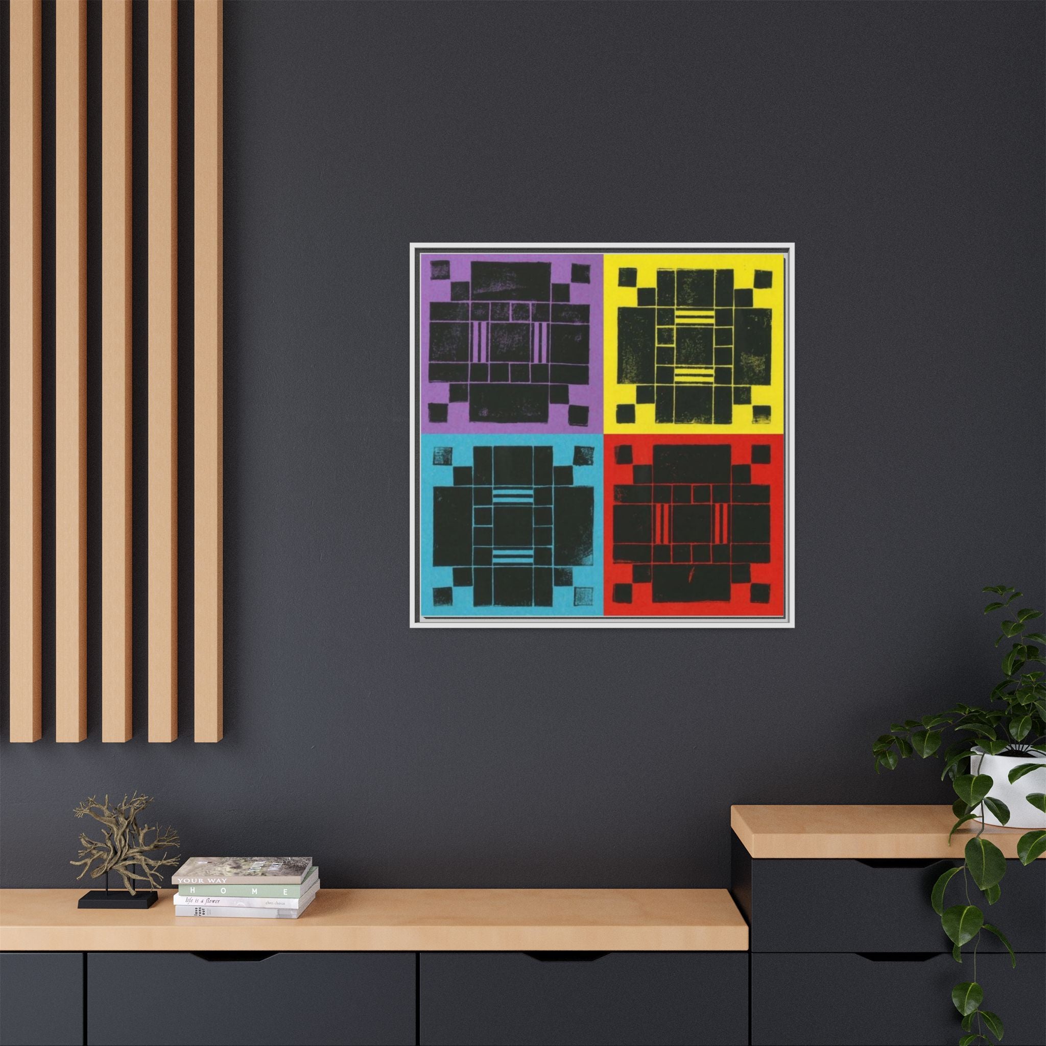 Printing With Legos Collagraph Matte Canvas, Framed