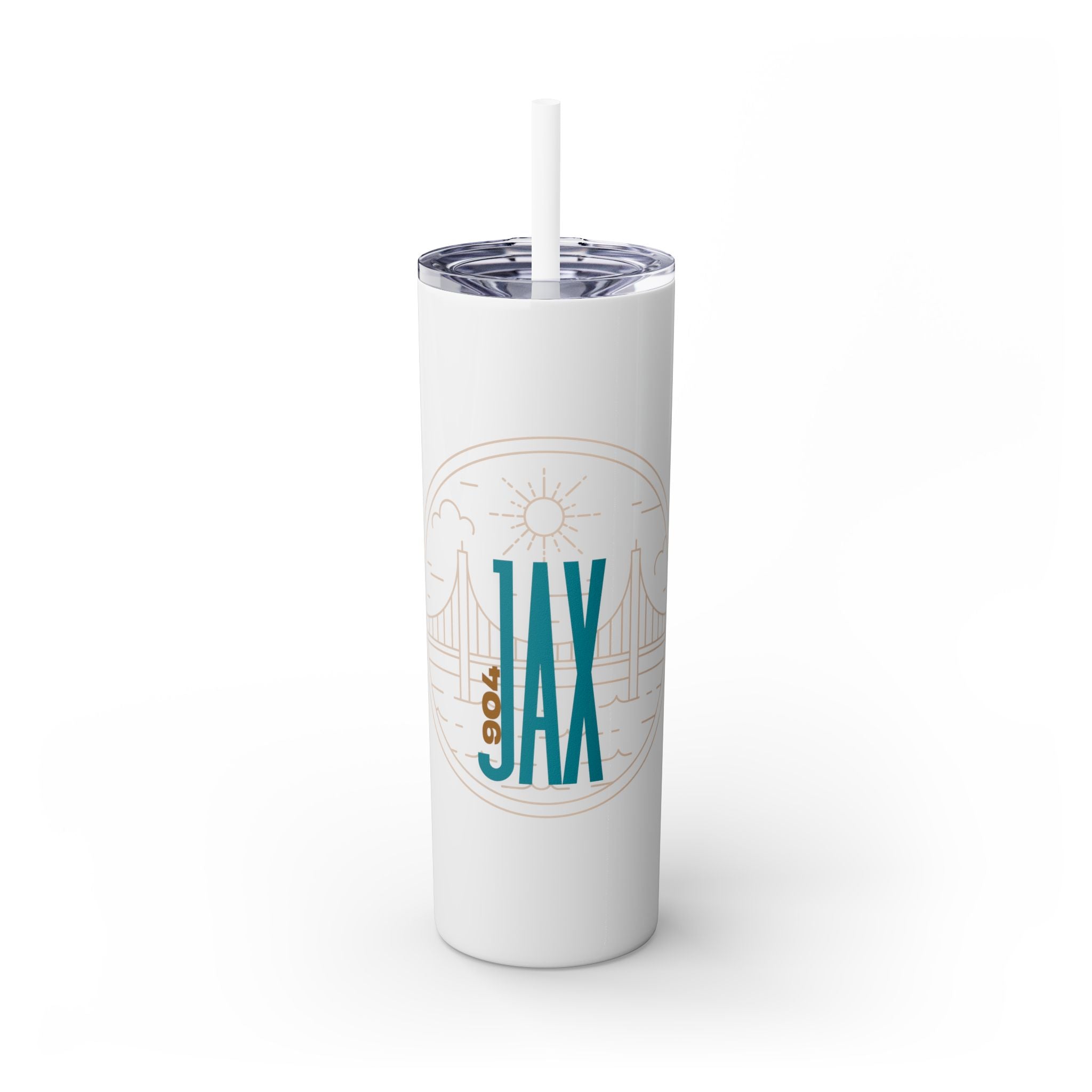 Jacksonville City of Bridges Skinny Tumbler with Straw, 20oz