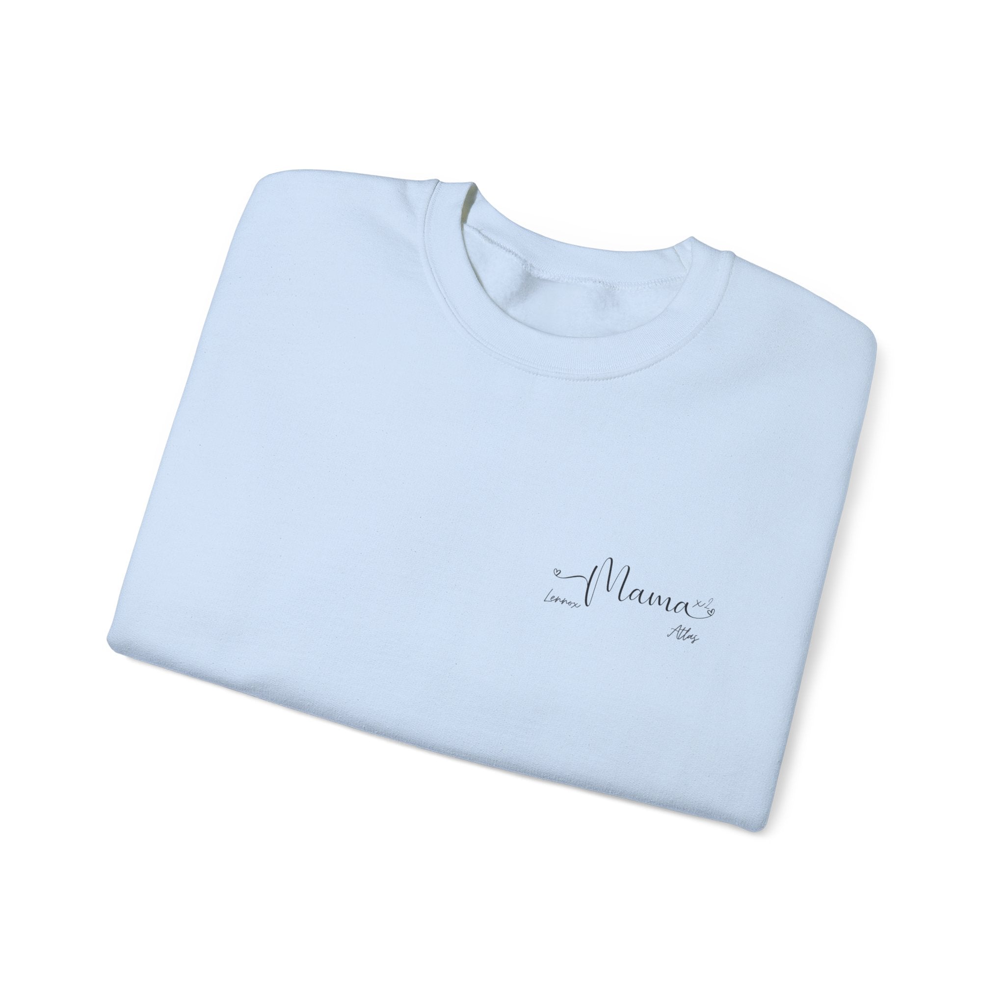 Custom 2 child Mama Sweatshirt with Names Heavy Blend™ Crewneck Sweatshirt