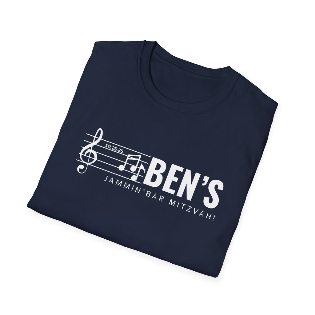 Custom Ben Tee Shirt Unisex Softstyle T-Shirt Use Your Design or We Can Make You A Custom Bar Mitzvah Design (Ben)