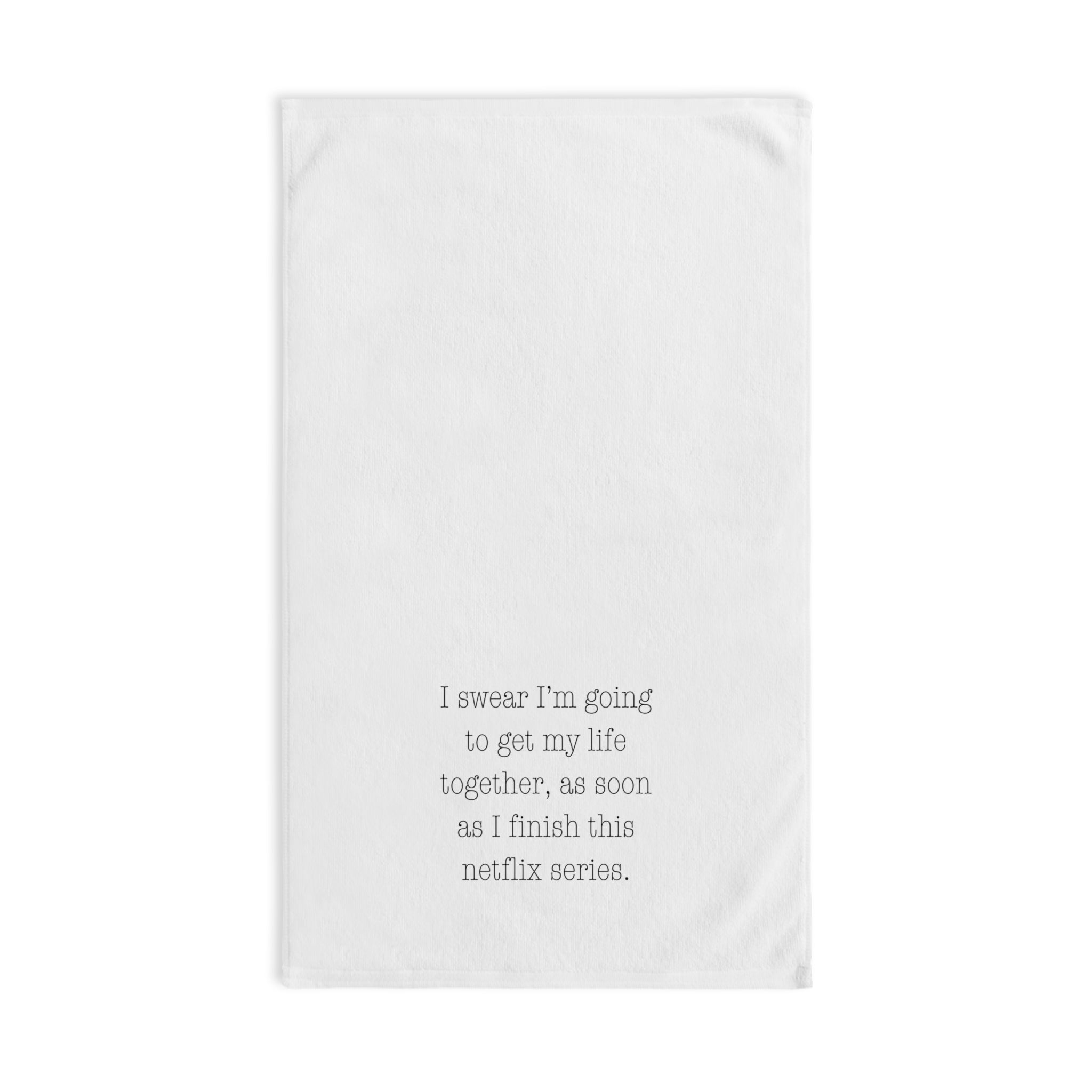 Netflix Addict Gift Hand Towel for the Netflix Binger Humorous Kitchen Towel