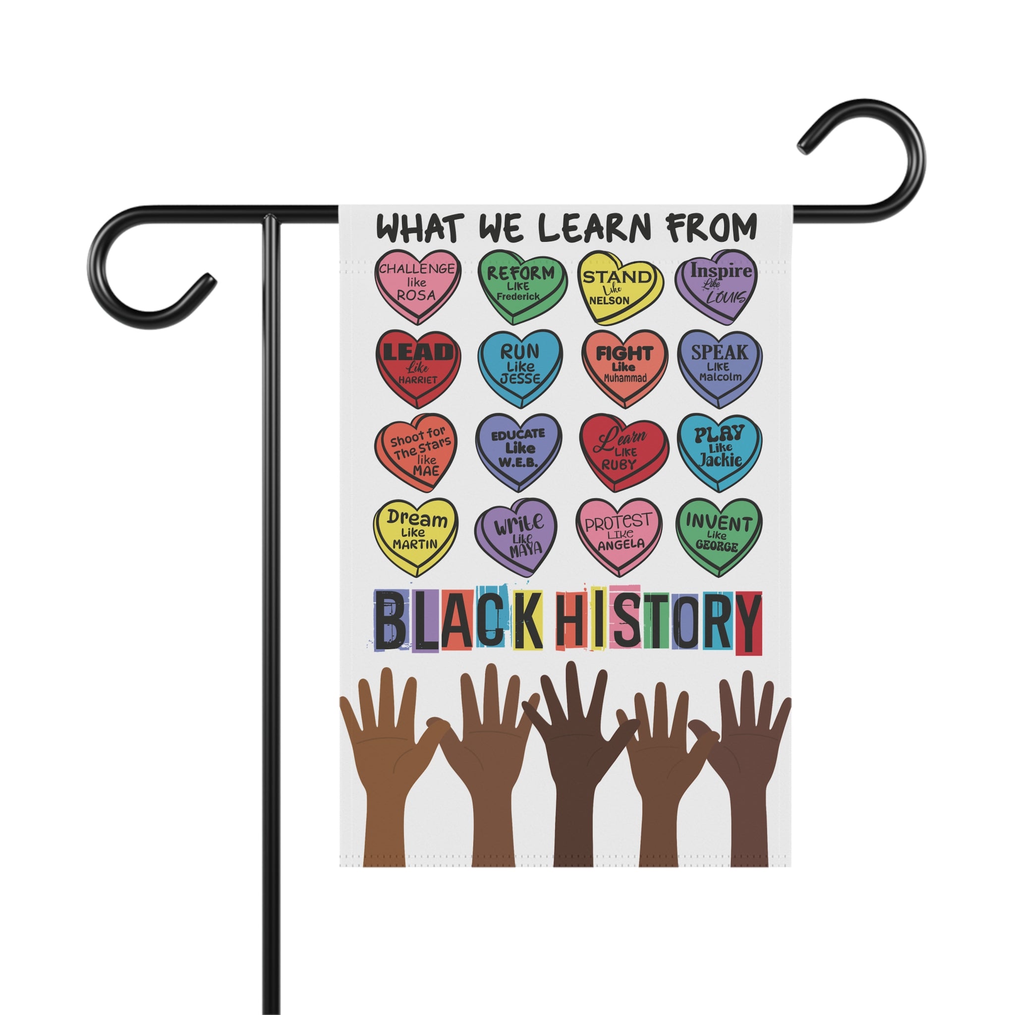 Garden Flag, Black History Love Valentine's Candy Hearts Equality Empowerment Banner, MLK Quotes, BLM Symbol, Juneteenth, Melanin, Freedom,