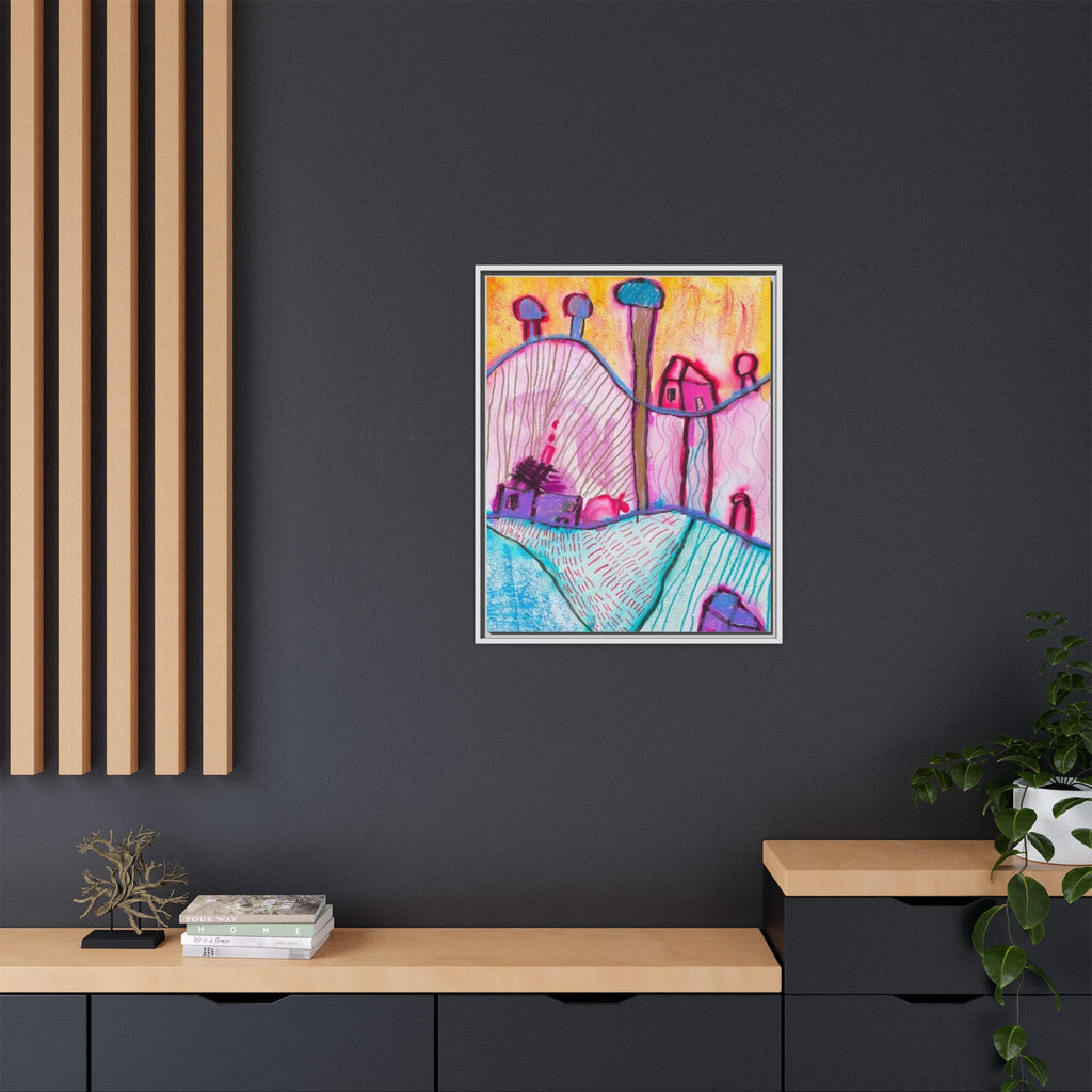 House on a Hill Matte Canvas, Framed Inspired by Frank Stella Art by Jackson Smith