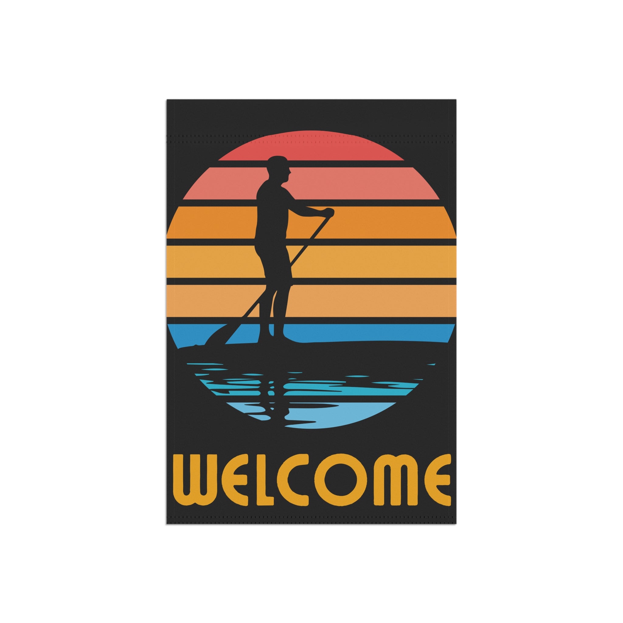 Sunset Paddleboard Welcome Garden Banner 12 x 18 inch Summer Flag