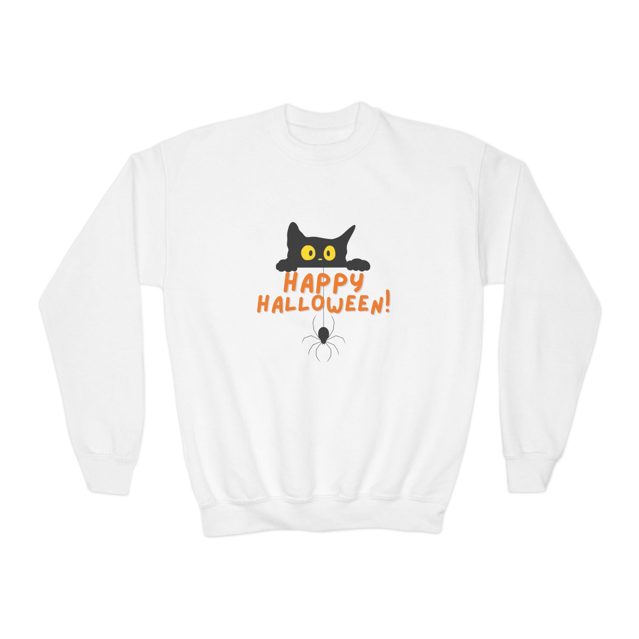 Halloween Sweatshirt Halloween Cat Sweatshirt Spider and Cat Halloween Sweatshirt Longsleeve Halloween