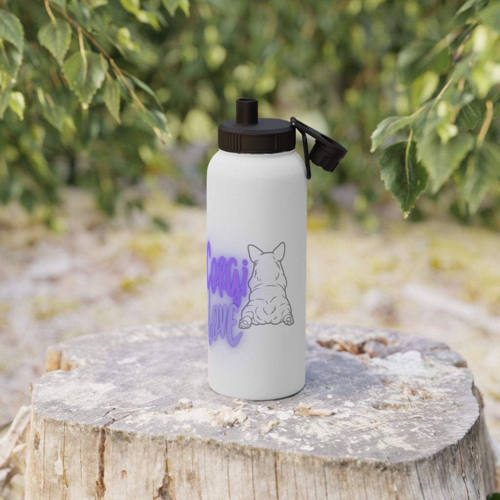 Corgi Love Custom Gemma Stainless Steel Water Bottle, Sports Lid