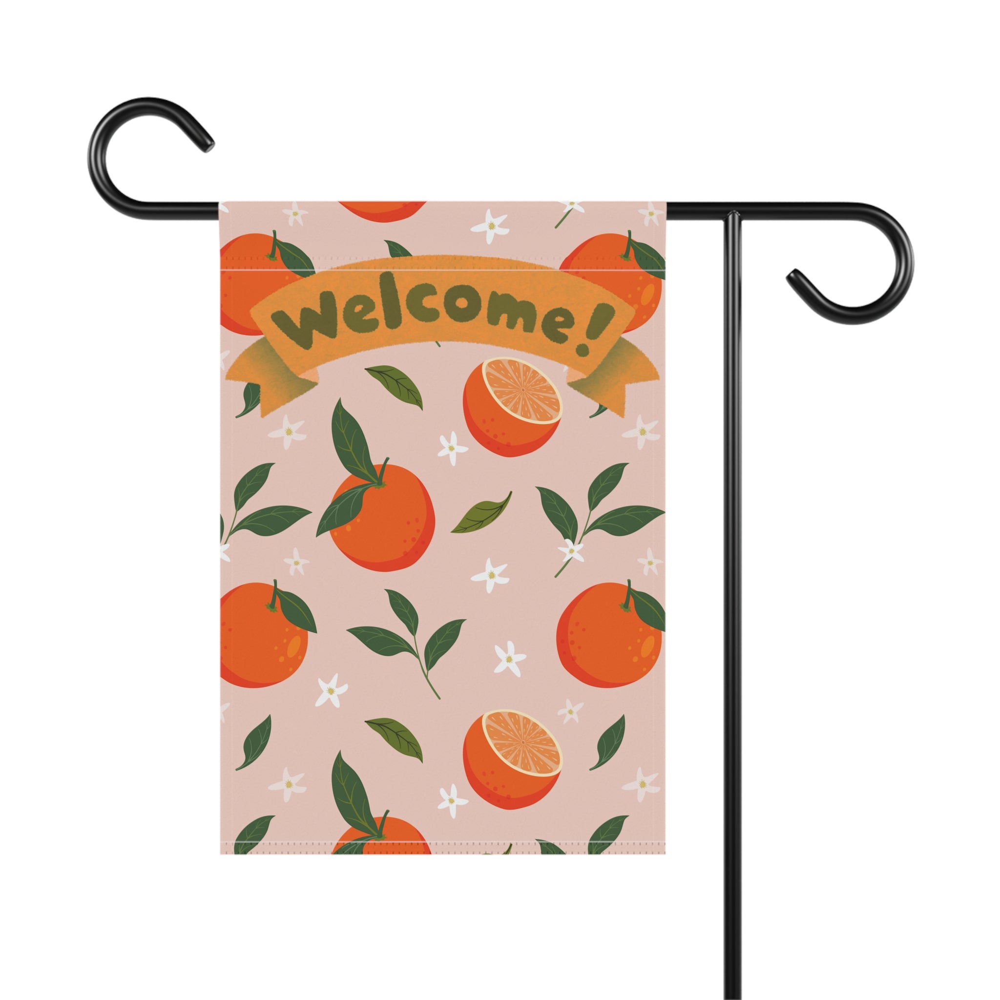 Welcome Garden Banner with Orange Design Pink and ORange