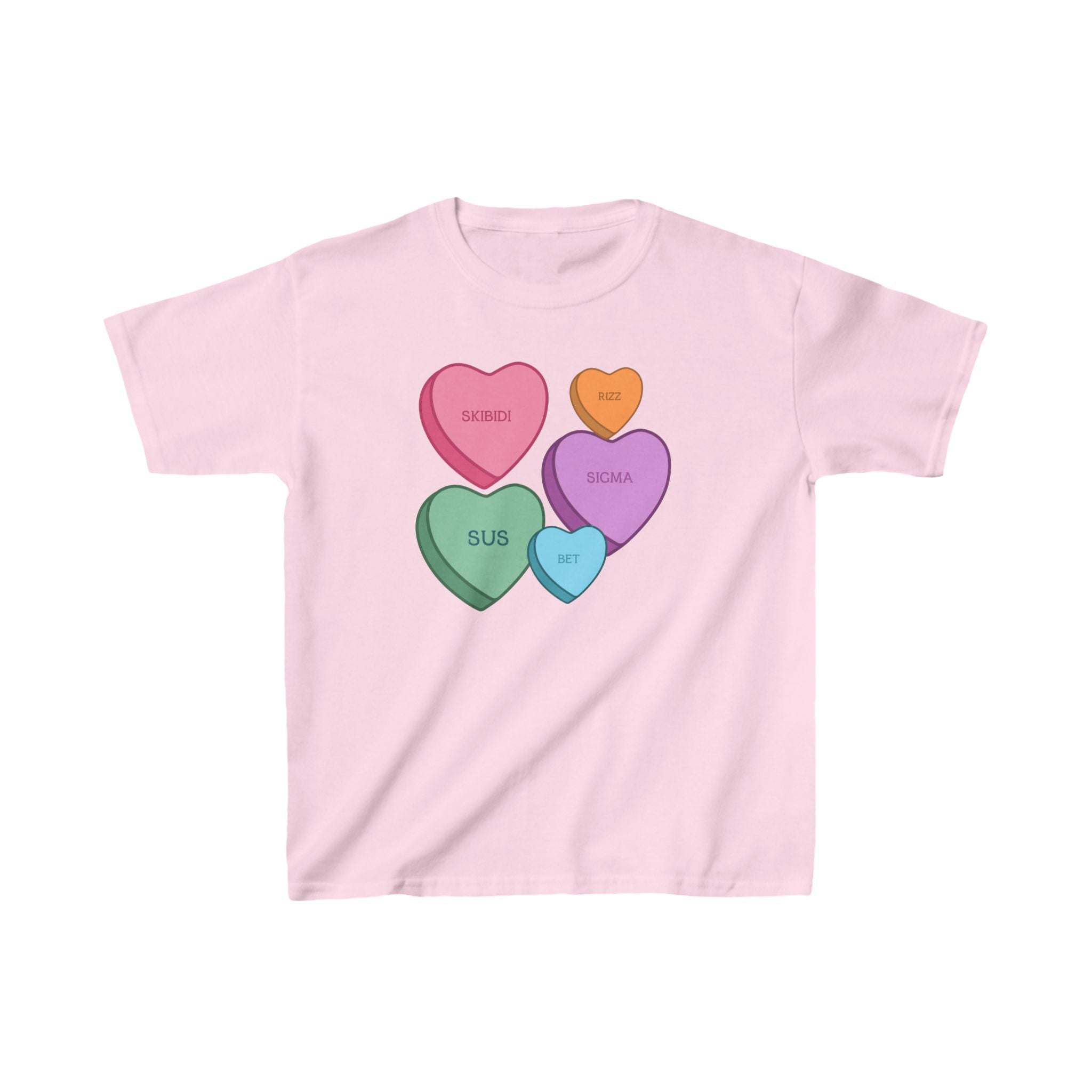 Kids Candy Hearts Valentines Day T-Shirt, Alpha Gen Slang Tee for Children, Valentine's Day Shirt, Youth Top, Kids Fashion, Gift for Boys