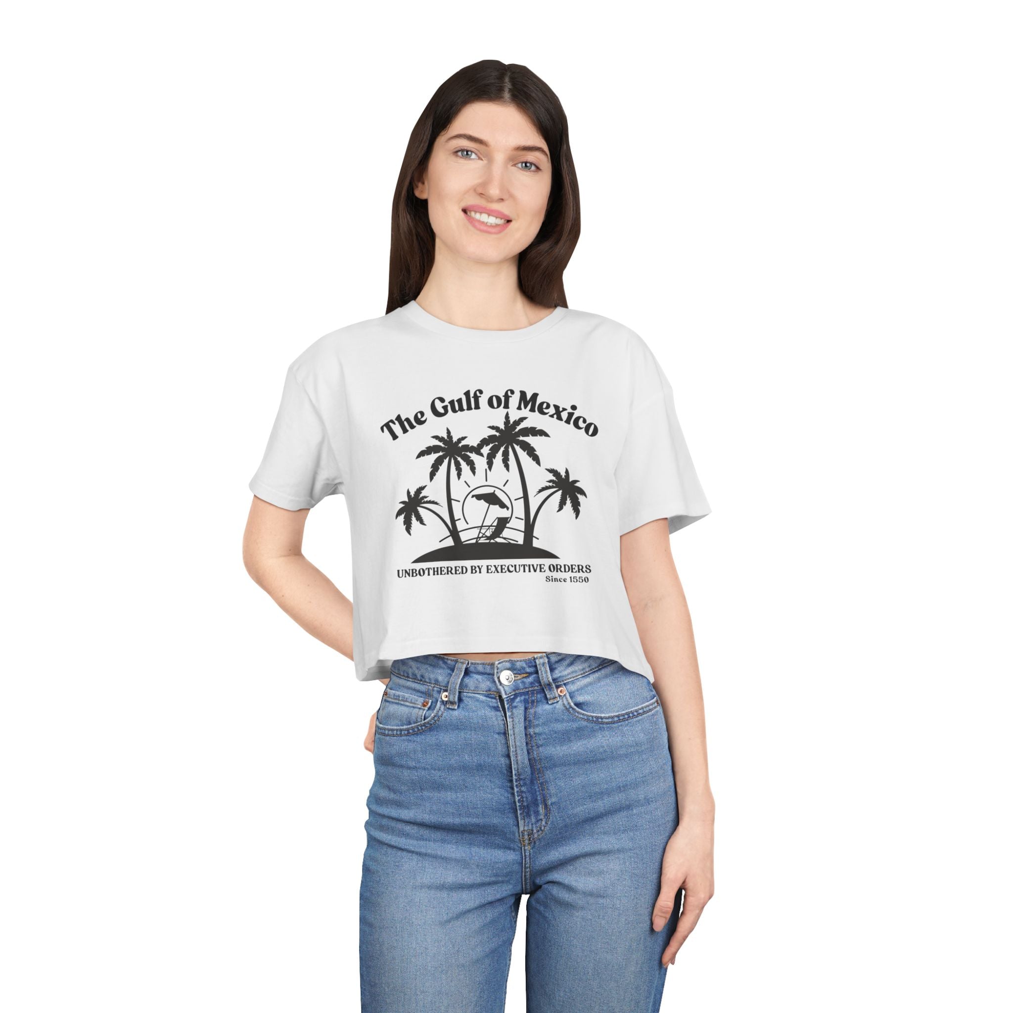Gulf of Mexico Graphic Crop Tee,  Beachwear Gift for Her, Vacation Top, Gulf of Mexico T Shirt