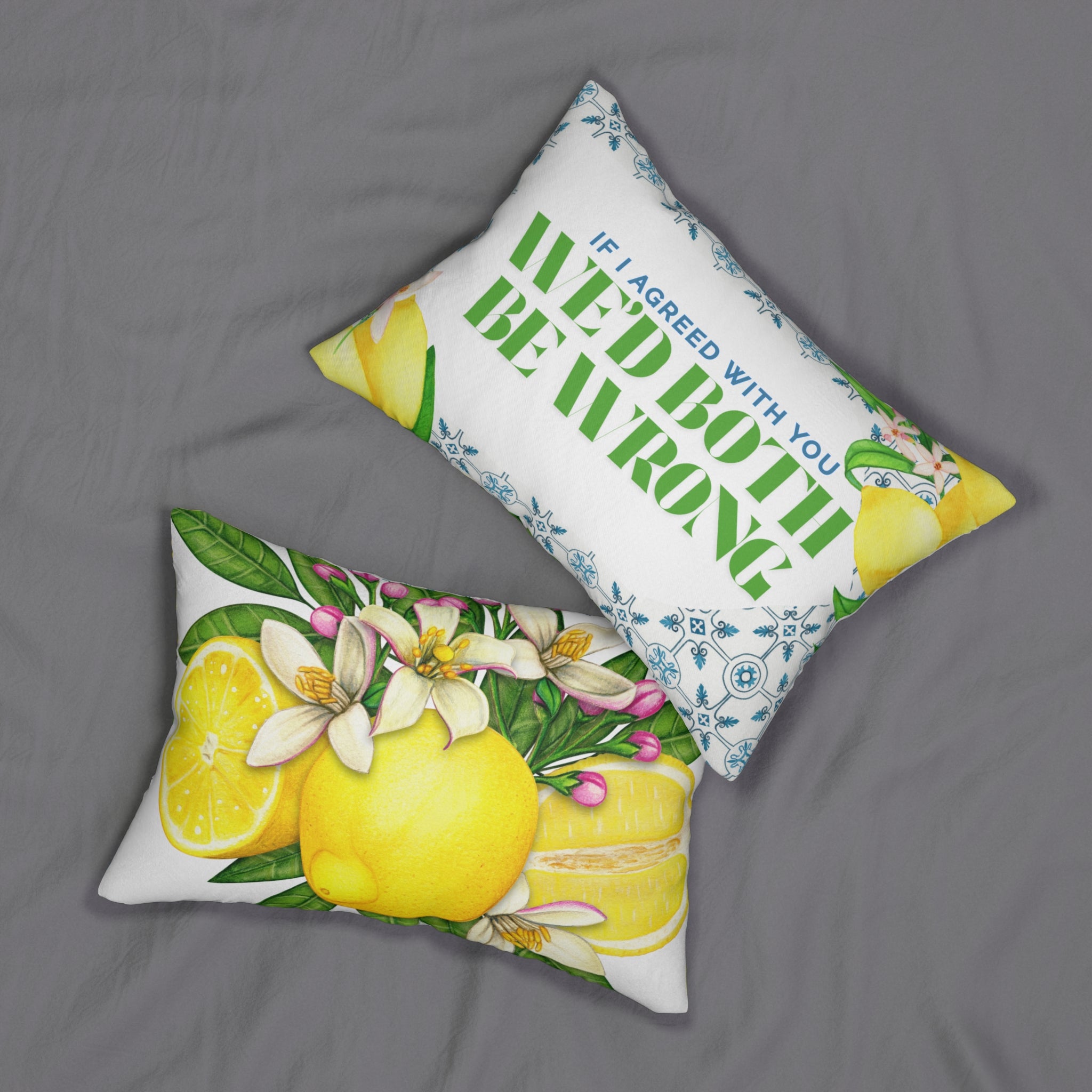 If I Agreed WIth You We'd Both Be Wrong Citrus Floral Decorative Pillow Lemon Throw Pillow Lemon Decor