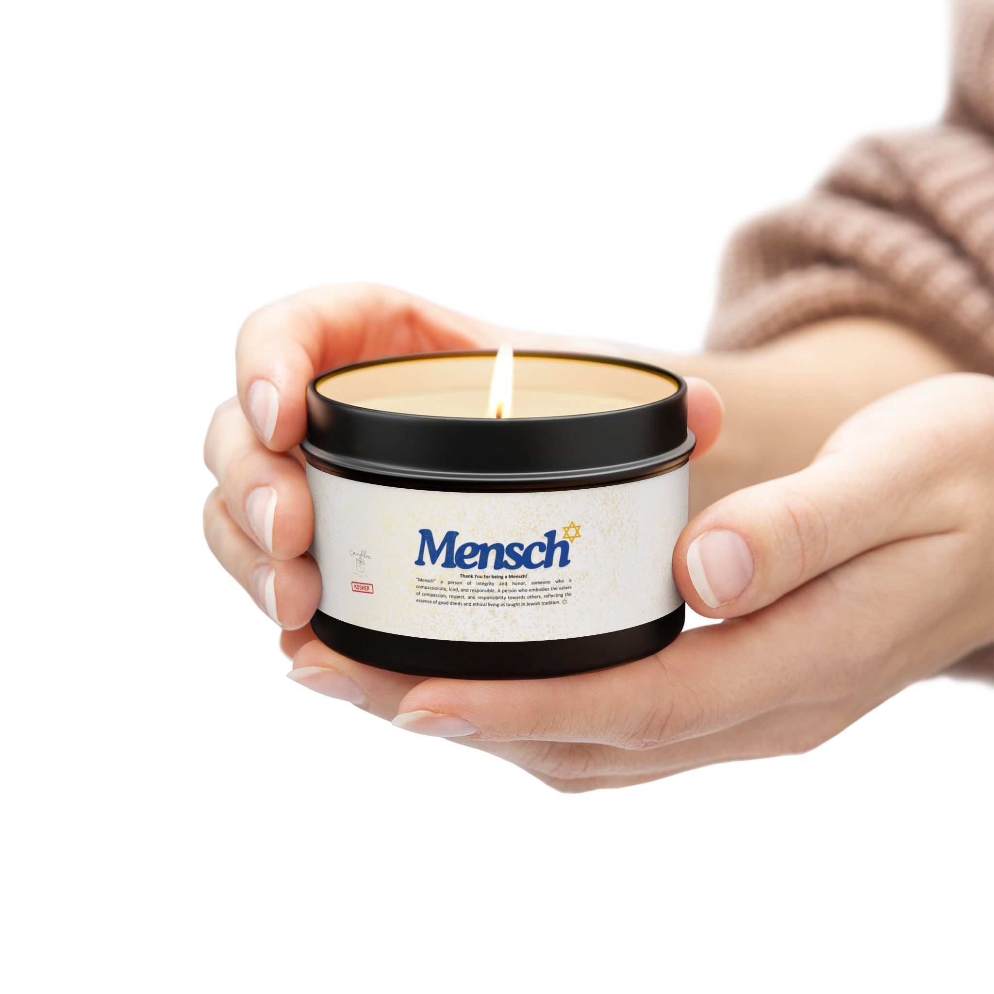 Mensch Appreciation Candle Gift, Jewish Thank You Tin Candles, Handmade in USA Gratitude Mensch Candle Jewish Gift