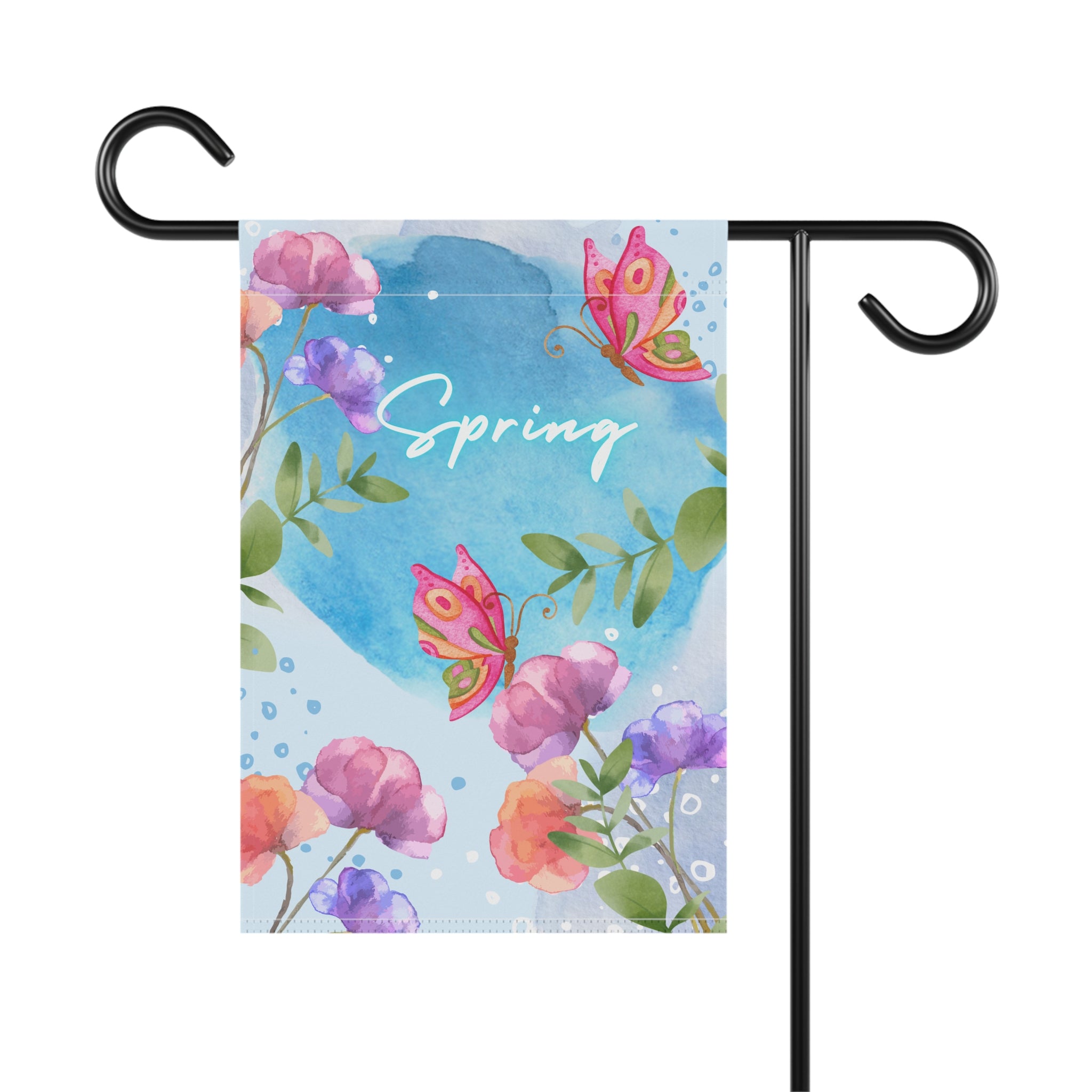 Spring Garden Flag or Spring House Flag, Vibrant House Flag for Spring, Floral Outdoor Decor, Springtime Decor, Butterfly Garden Flag