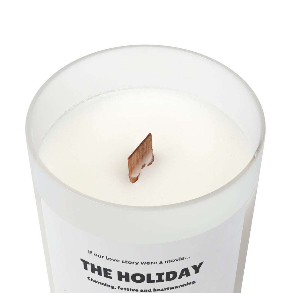 The Holiday Frosted Glass Candle, 11oz If Our Love Story Were a Movie Wooden Wick Candle Gift for Partner or Spouse
