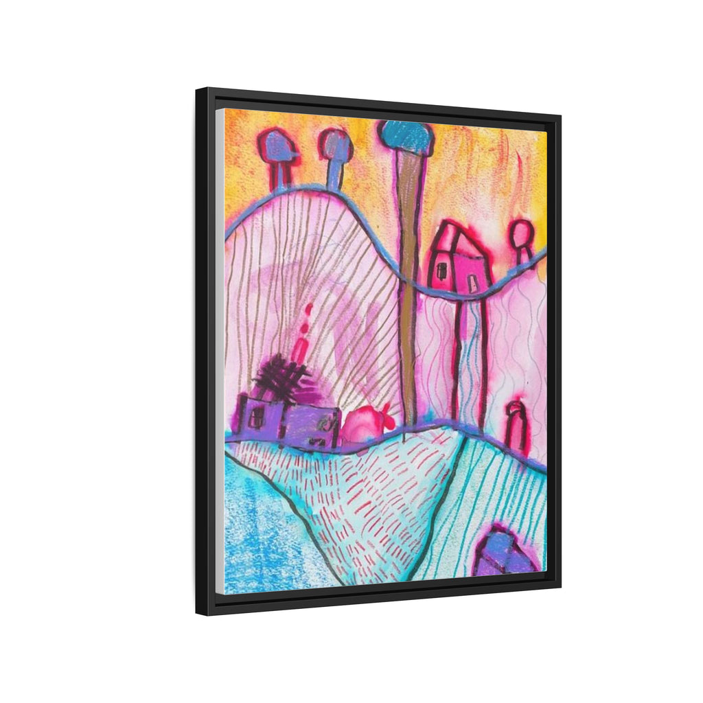 House on a Hill Matte Canvas, Framed Inspired by Frank Stella Art by Jackson Smith