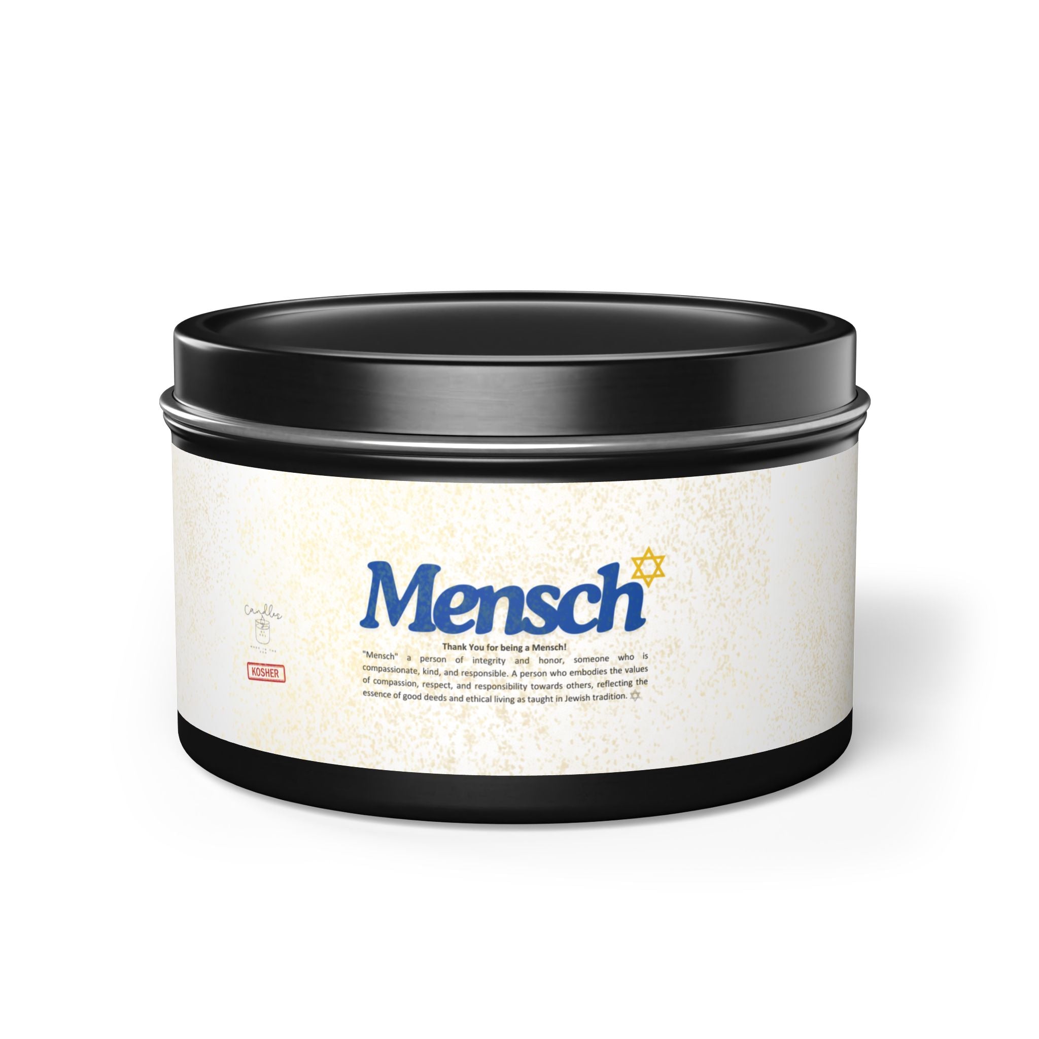 Mensch Appreciation Candle Gift, Jewish Thank You Tin Candles, Handmade in USA Gratitude Mensch Candle Jewish Gift
