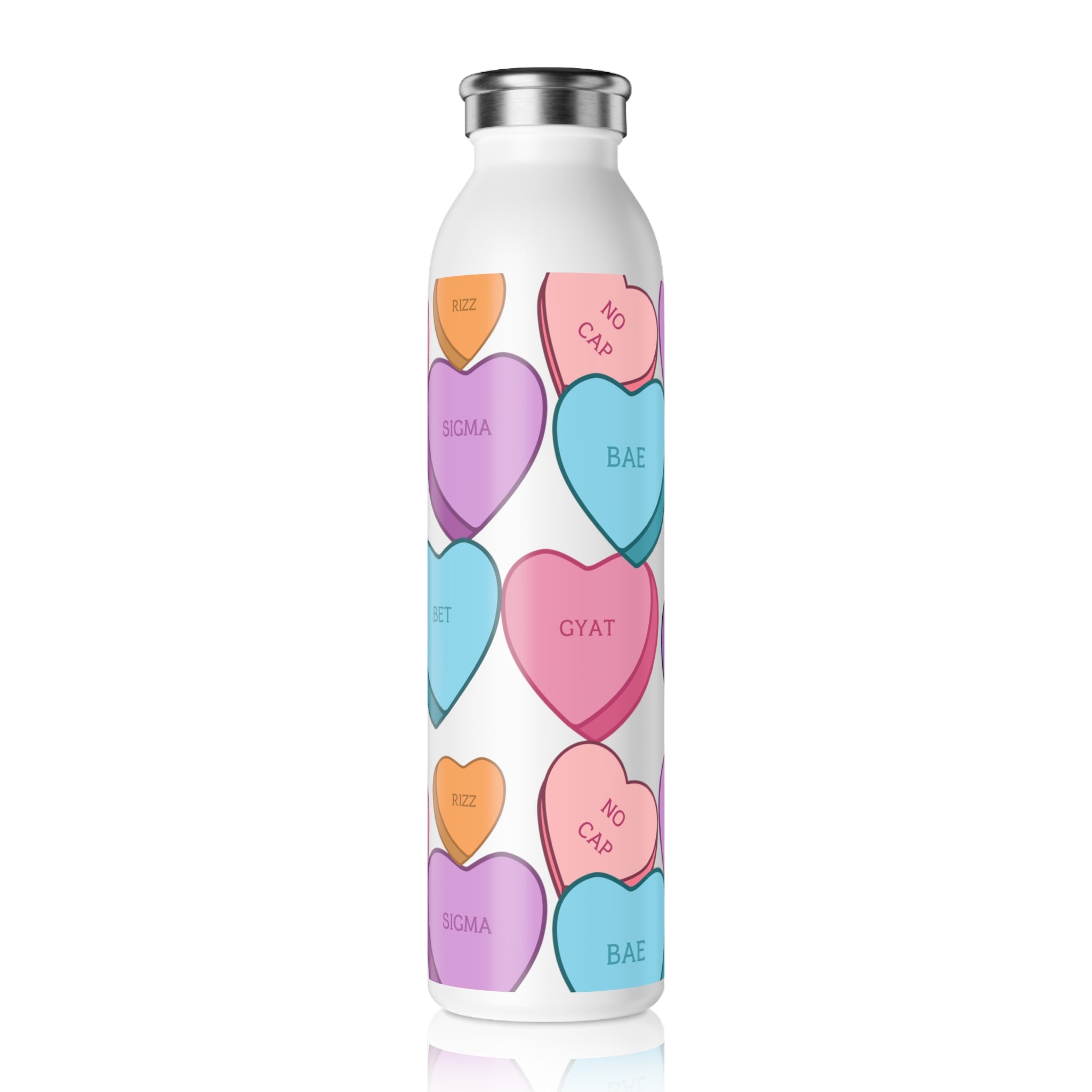 Candy Hearts Bussin Sigma Slim Water Bottle