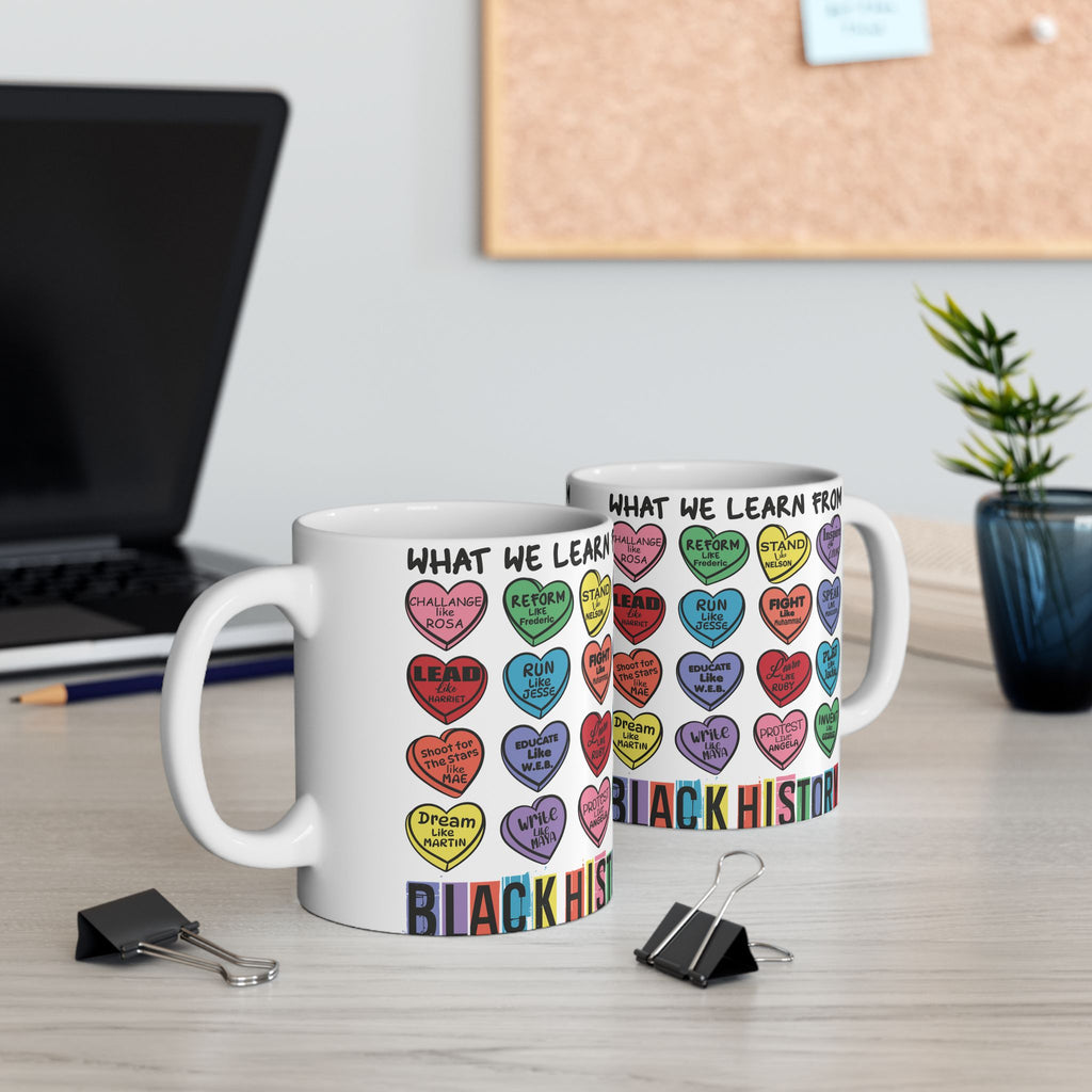 Black History Candy Hearts Valentine's Ceramic Mug, Celebrate and Honor Black History,11oz 15oz Sz, Black History Gift