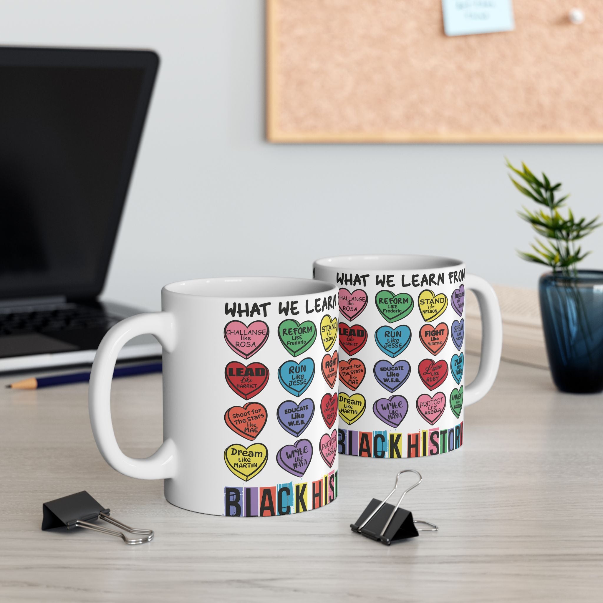 Black History Candy Hearts Valentine's Ceramic Mug, Celebrate and Honor Black History,11oz 15oz Sz, Black History Gift