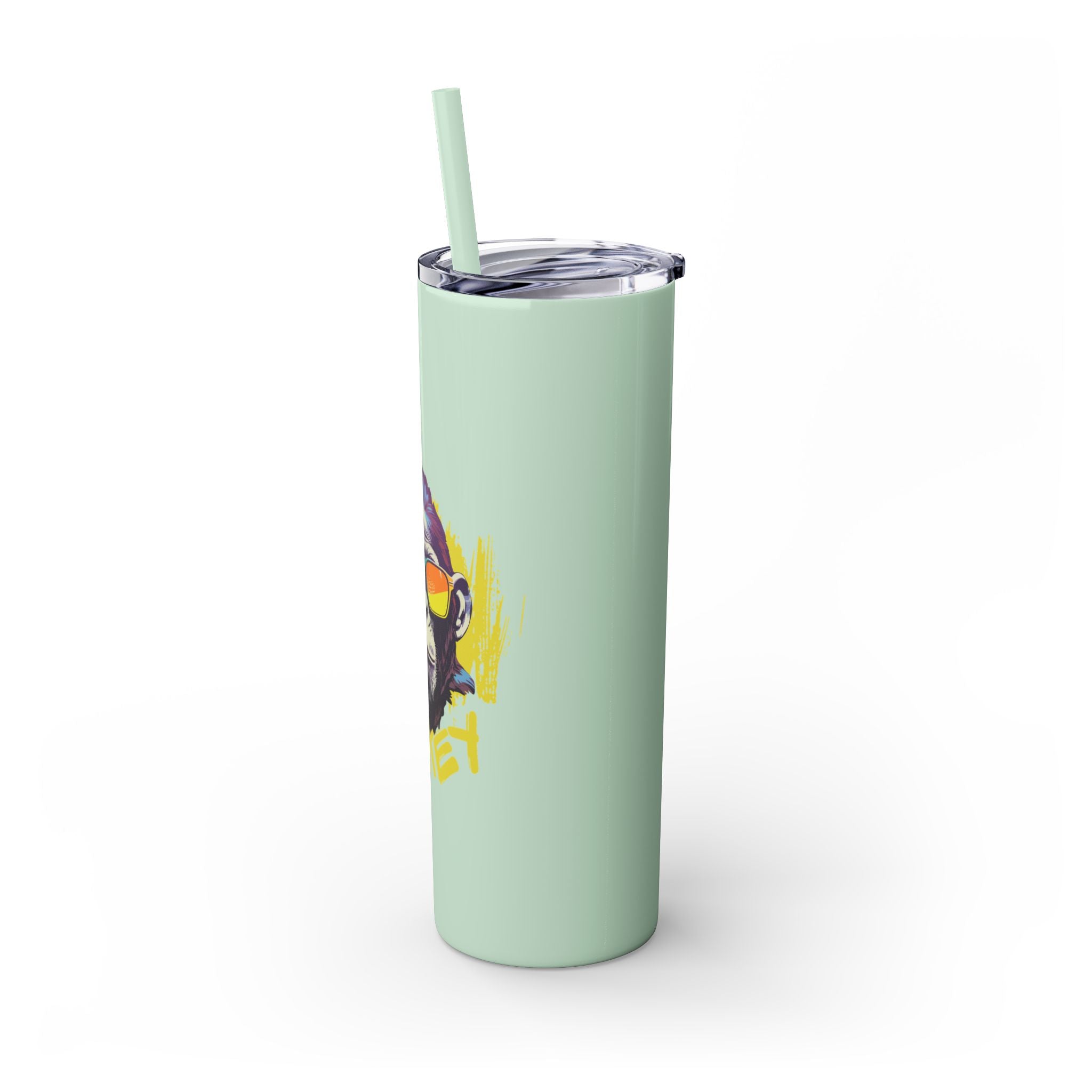 Monkey Print Skinny Tumbler with Straw, 20oz