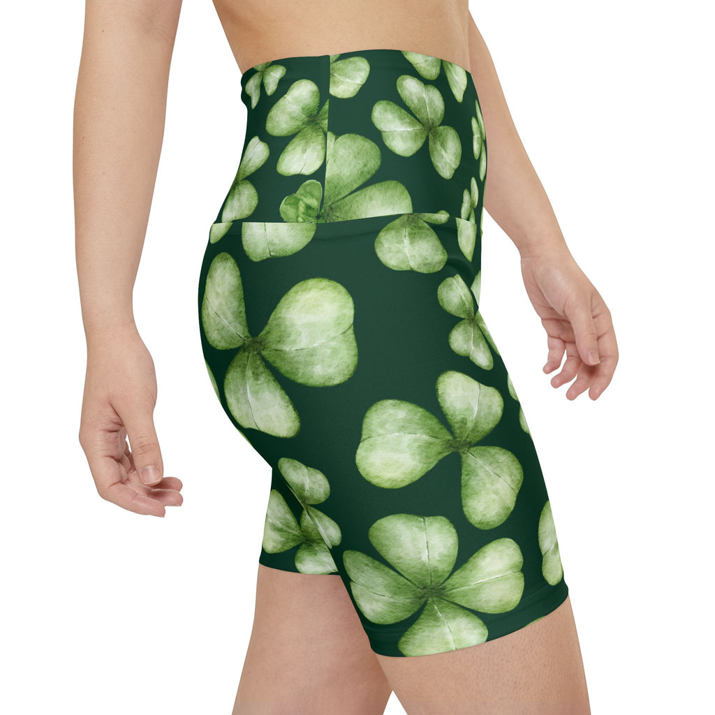 Shamrock Shorts Women's Workout Shorts with Shamrock Print for St. Patrick's Day Run