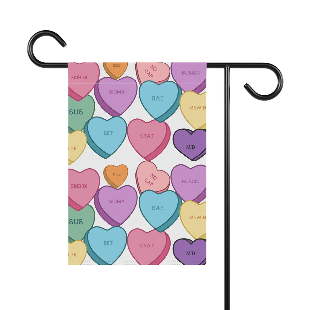 Candy Hearts Skibidi Sigma Bae Garden Flag Valentines Day Garden Flag Valentines Welcome Flag