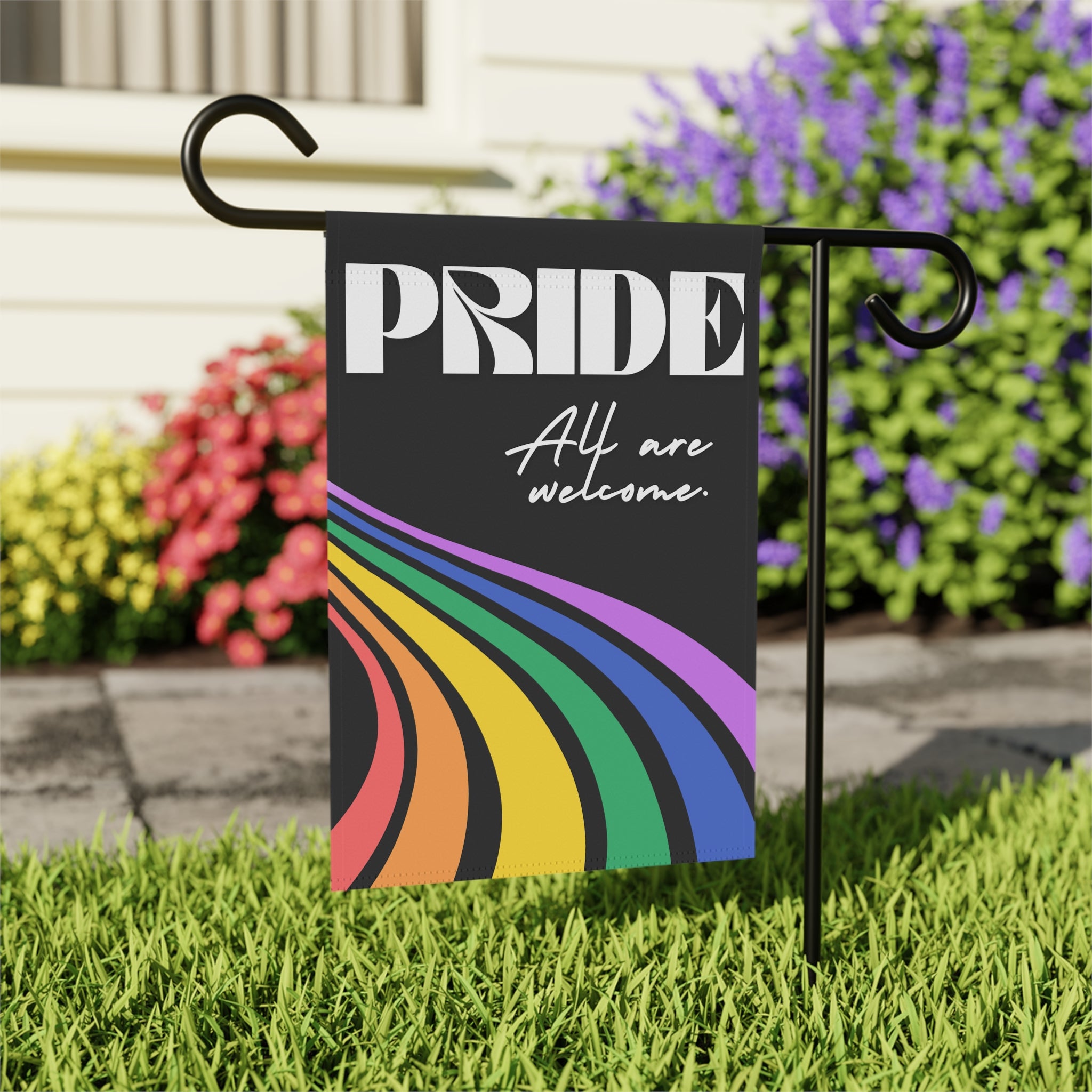 Progress Pride Garden Flag, All Are Welcome, LGBTQ Flag, Pride Flag, Rainbow Decor, Everyone is Welcome, Inclusion, Kindness