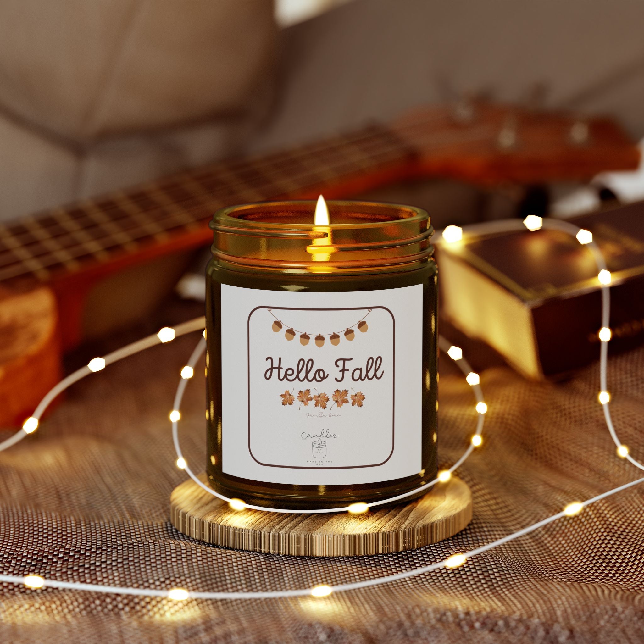 Hello Fall Candle  Vanilla Bean Scented Candle