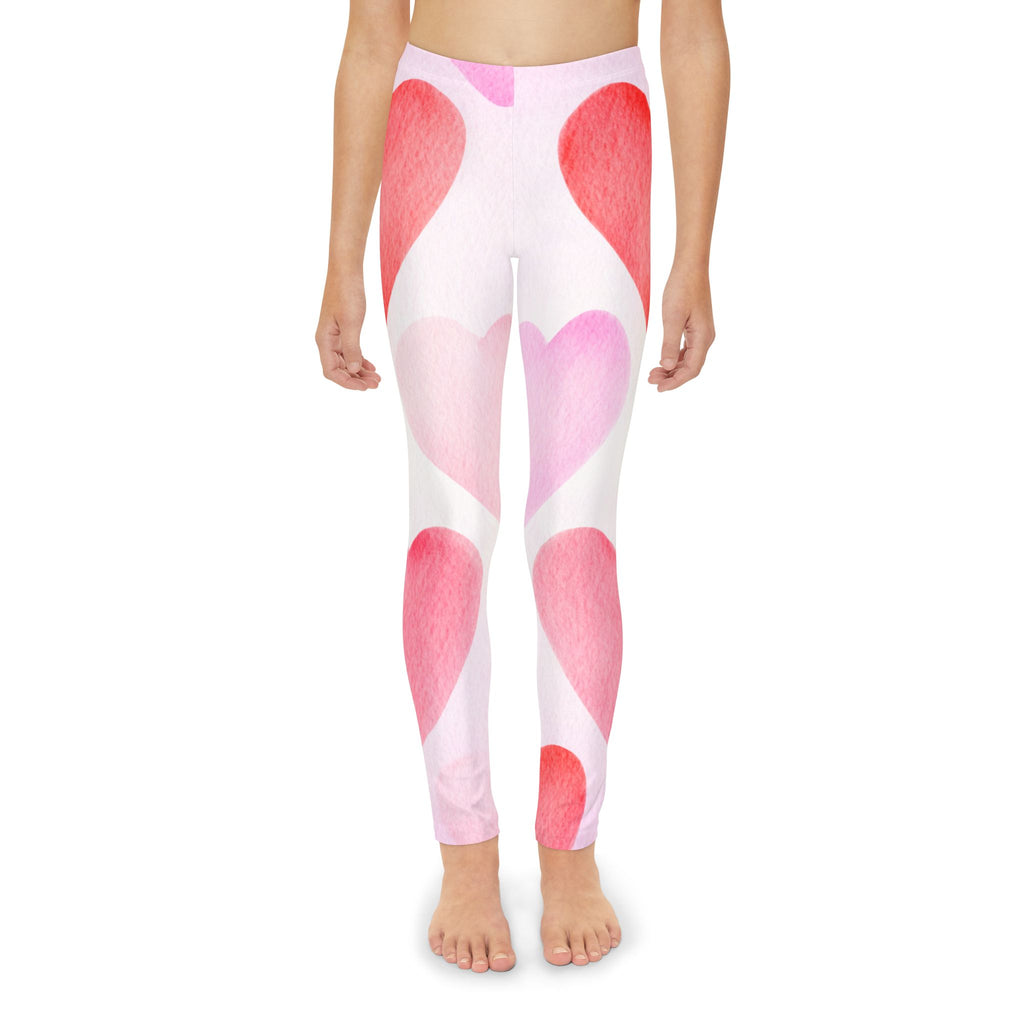 Pink Hearts Leggings Valentine's Day Leggings Youth Full-Length Valentine's Leggings