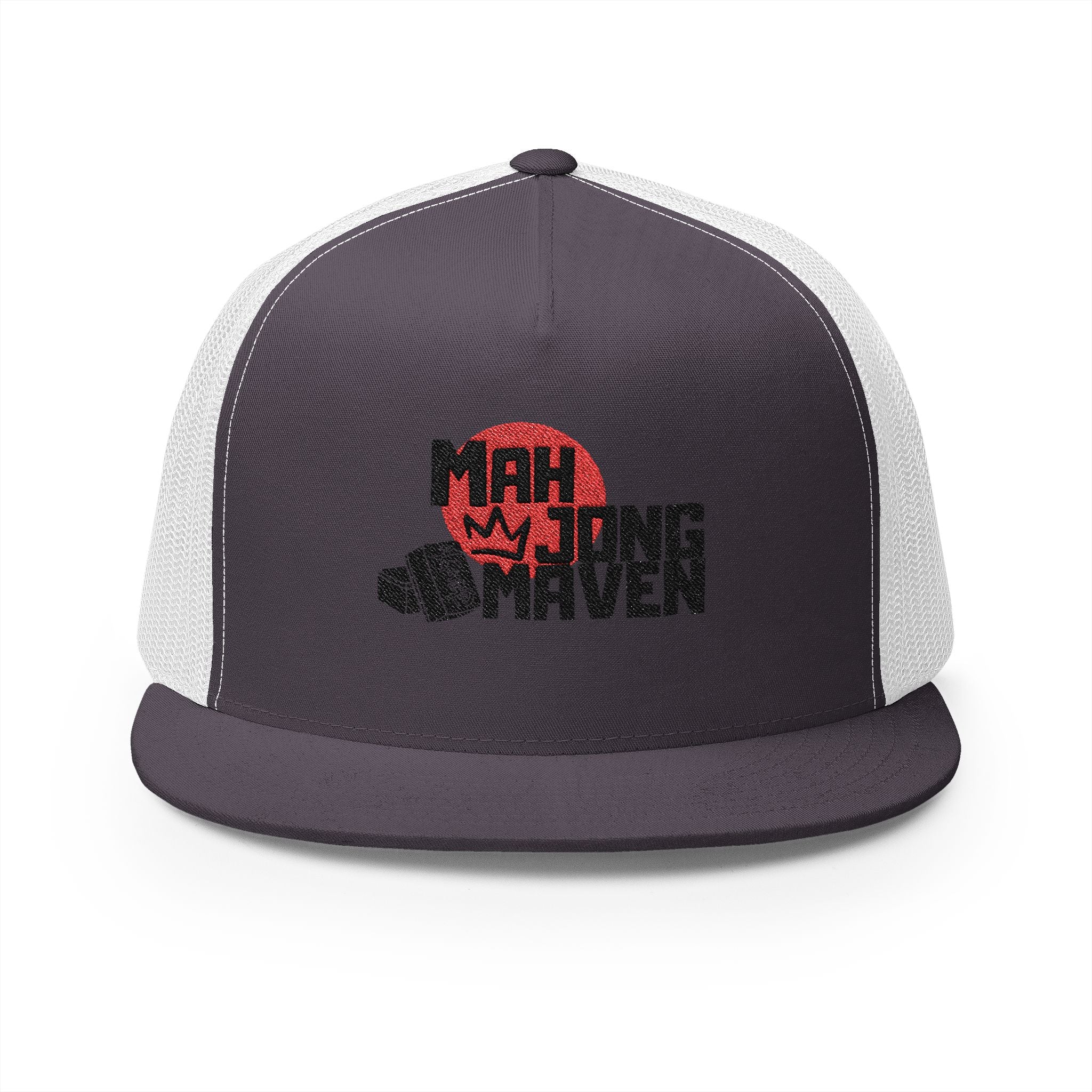 Mahjong Maven 5 Panel Trucker Cap, Mahjong Embroidered Hat Mahjongg Gift Mahjong Gift for Her