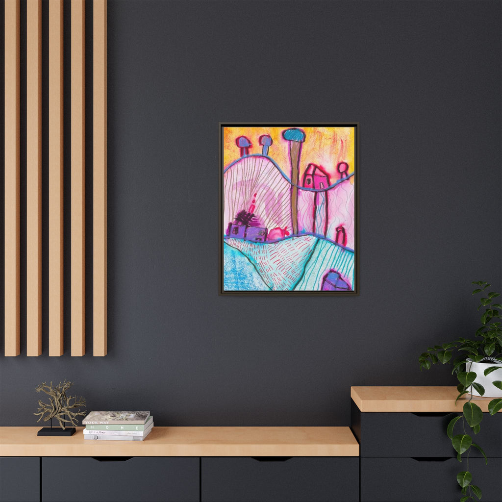 House on a Hill Matte Canvas, Framed Inspired by Frank Stella Art by Jackson Smith