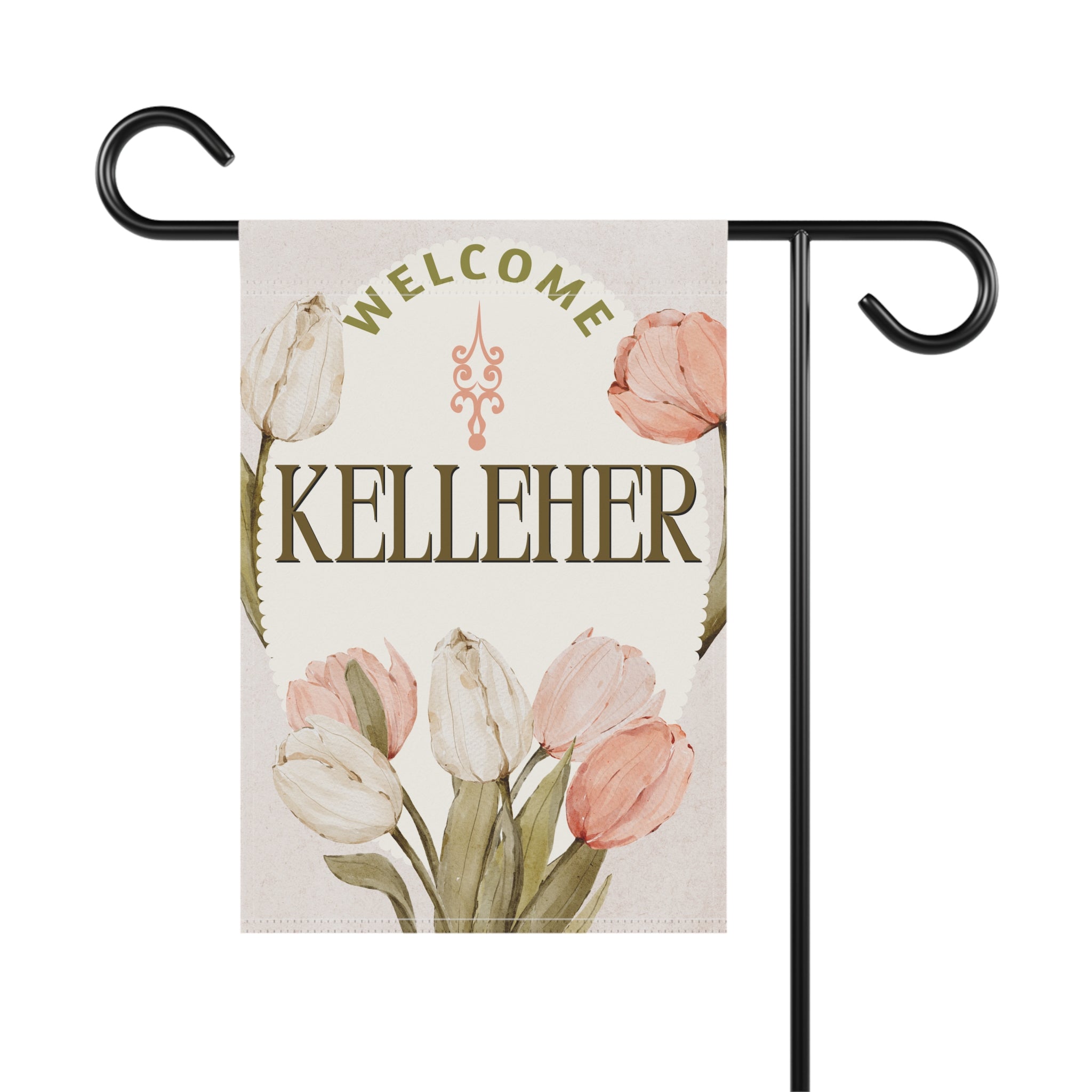 Personalized Custom Name Floral Welcome Garden Banner for Home & Yard Decoration