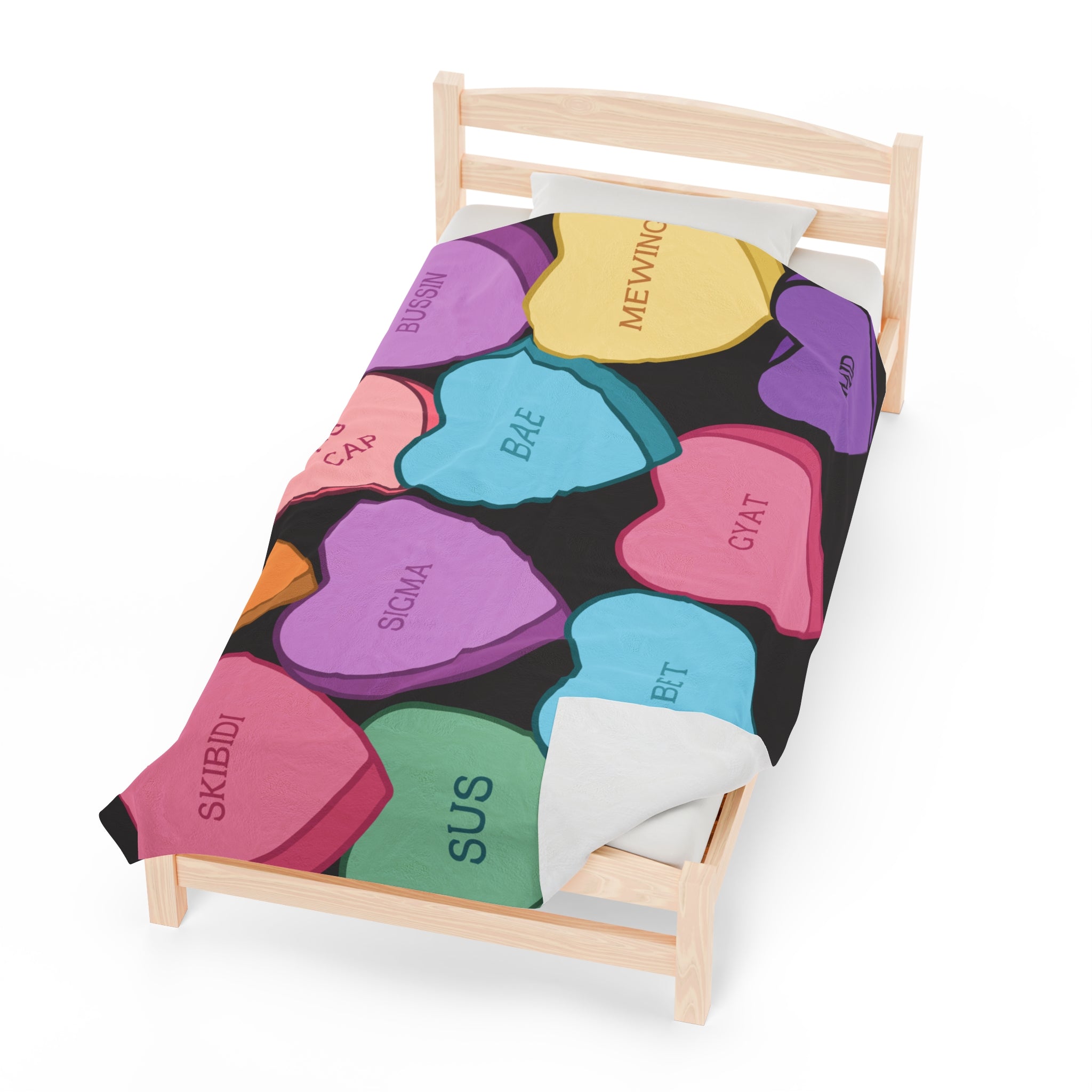 Candy Heart Valentine's Velvet Soft Blanket