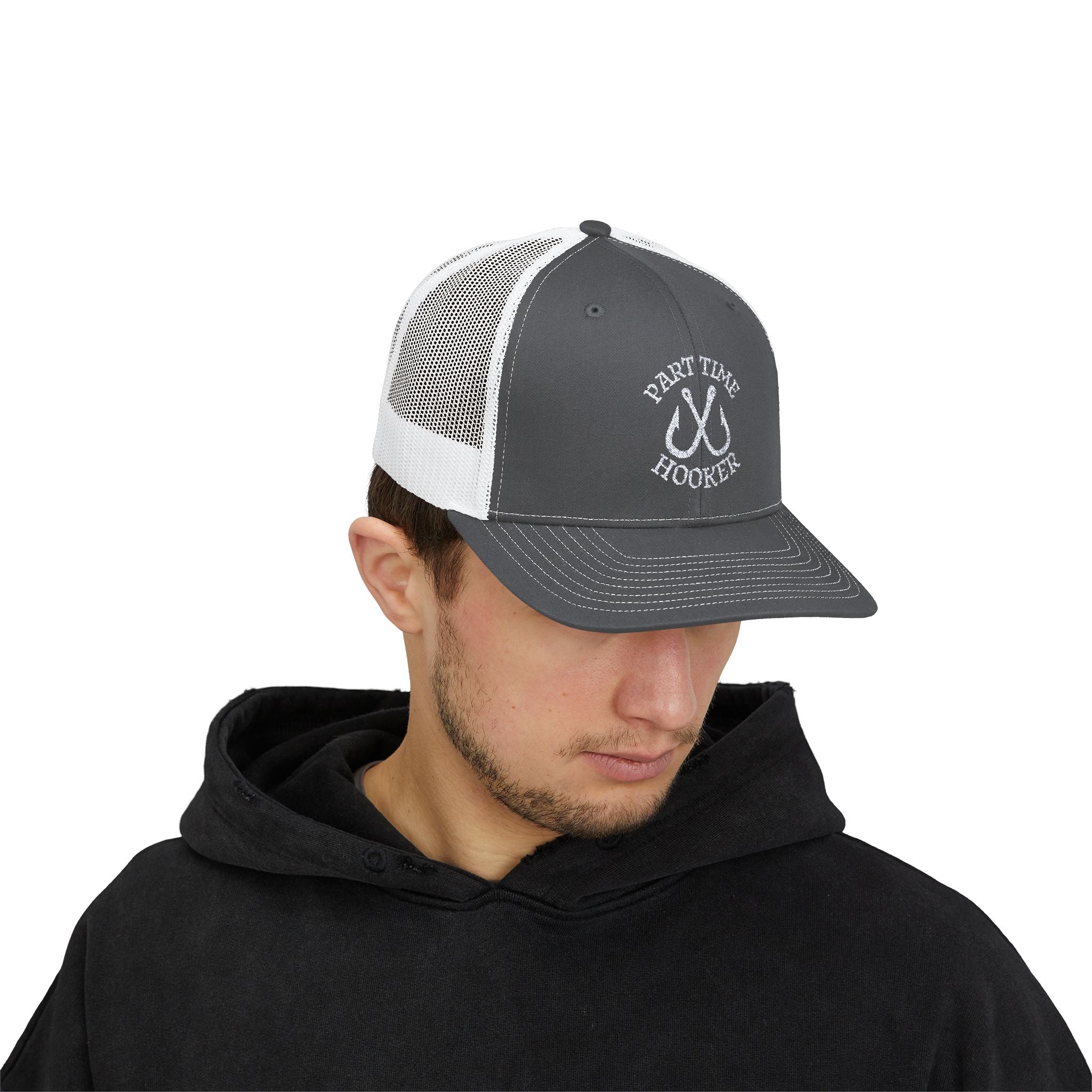 Part TIme Hooker Trucker Hat FIshing Logo Hat Fisherman Trucker Cap Part Time Hooker