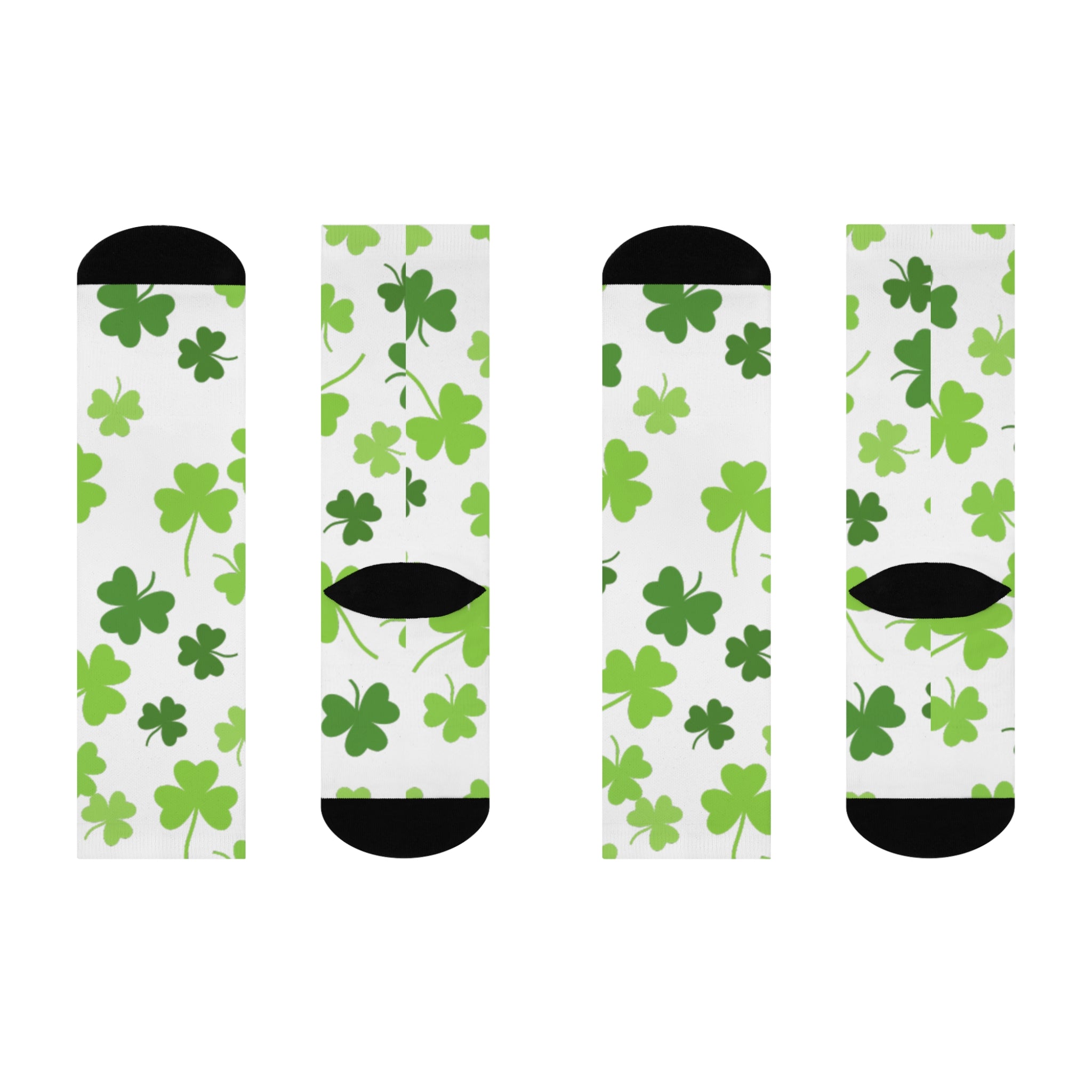 St. Patrick's Day Cushioned Crew Socks with Green Shamrock Design
