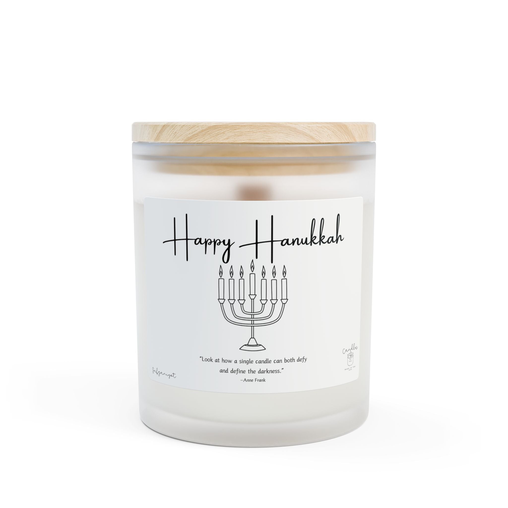 Happy Hanukkah Menorah Candle Hanukkah Candle Frosted Glass 11oz Chanukah Candle