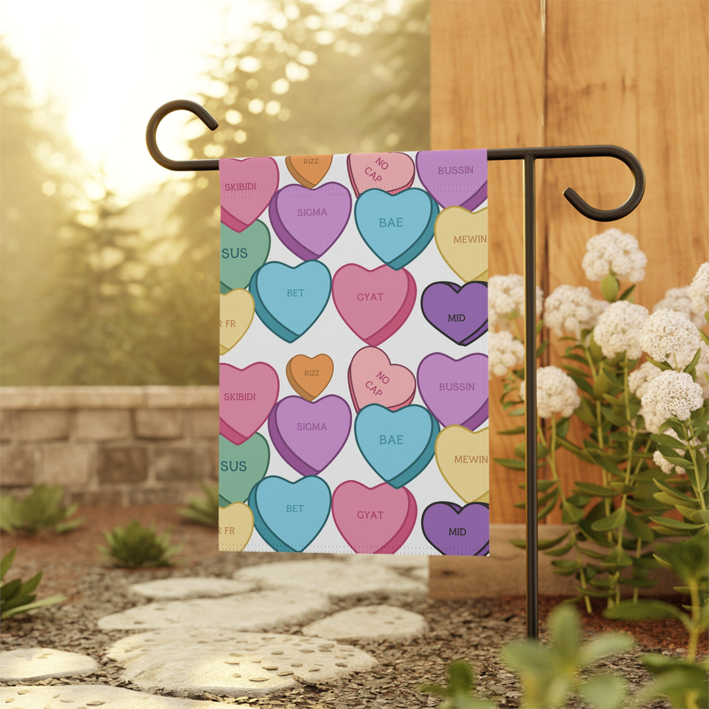 Candy Hearts Skibidi Sigma Bae Garden Flag Valentines Day Garden Flag Valentines Welcome Flag