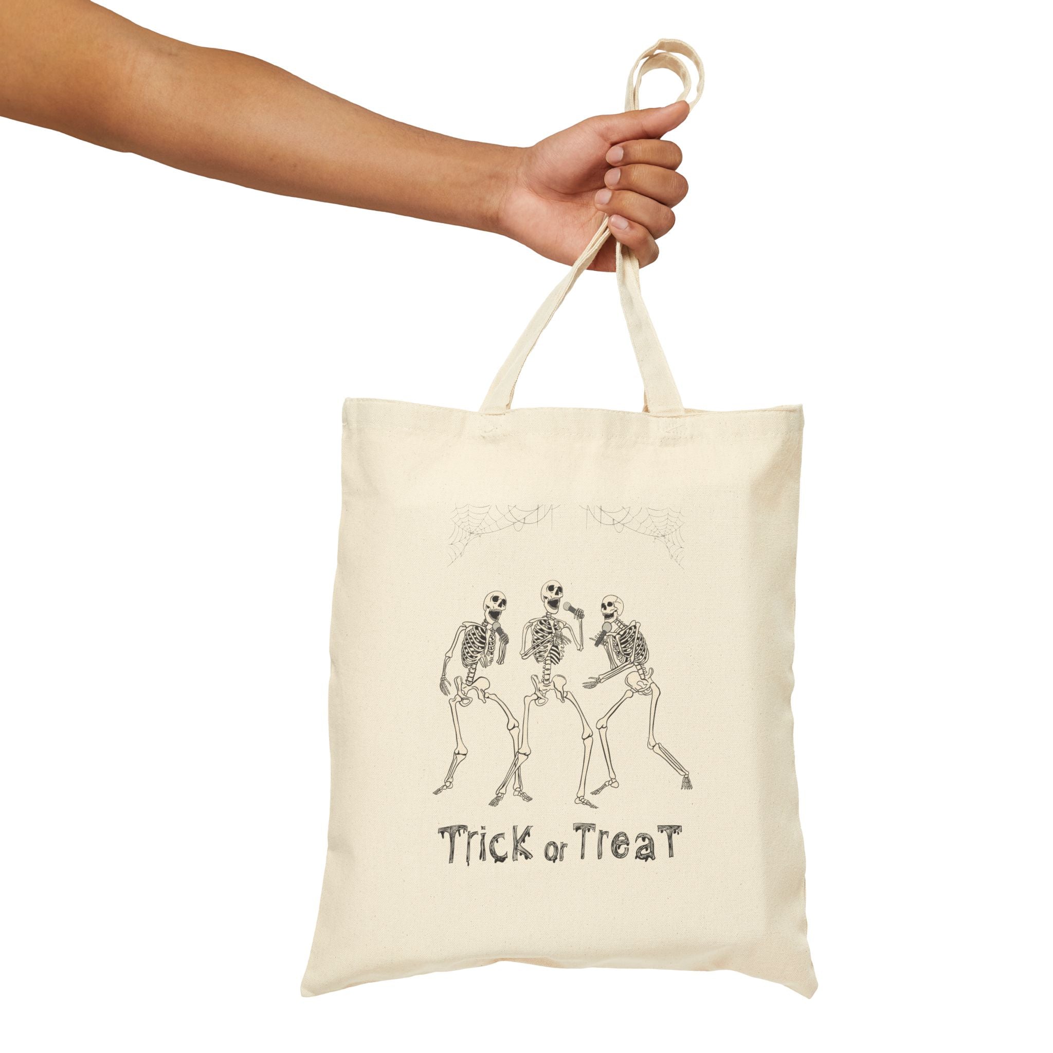 Skeletons Dancing Candy Bag for Halloween Bag for Trick or Treating Halloween Cotton Canvas Tote Bag