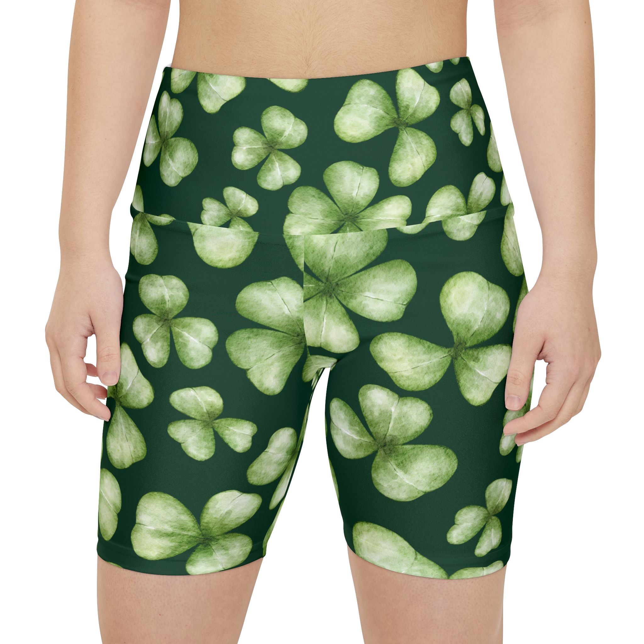 Shamrock Shorts Women's Workout Shorts with Shamrock Print for St. Patrick's Day Run