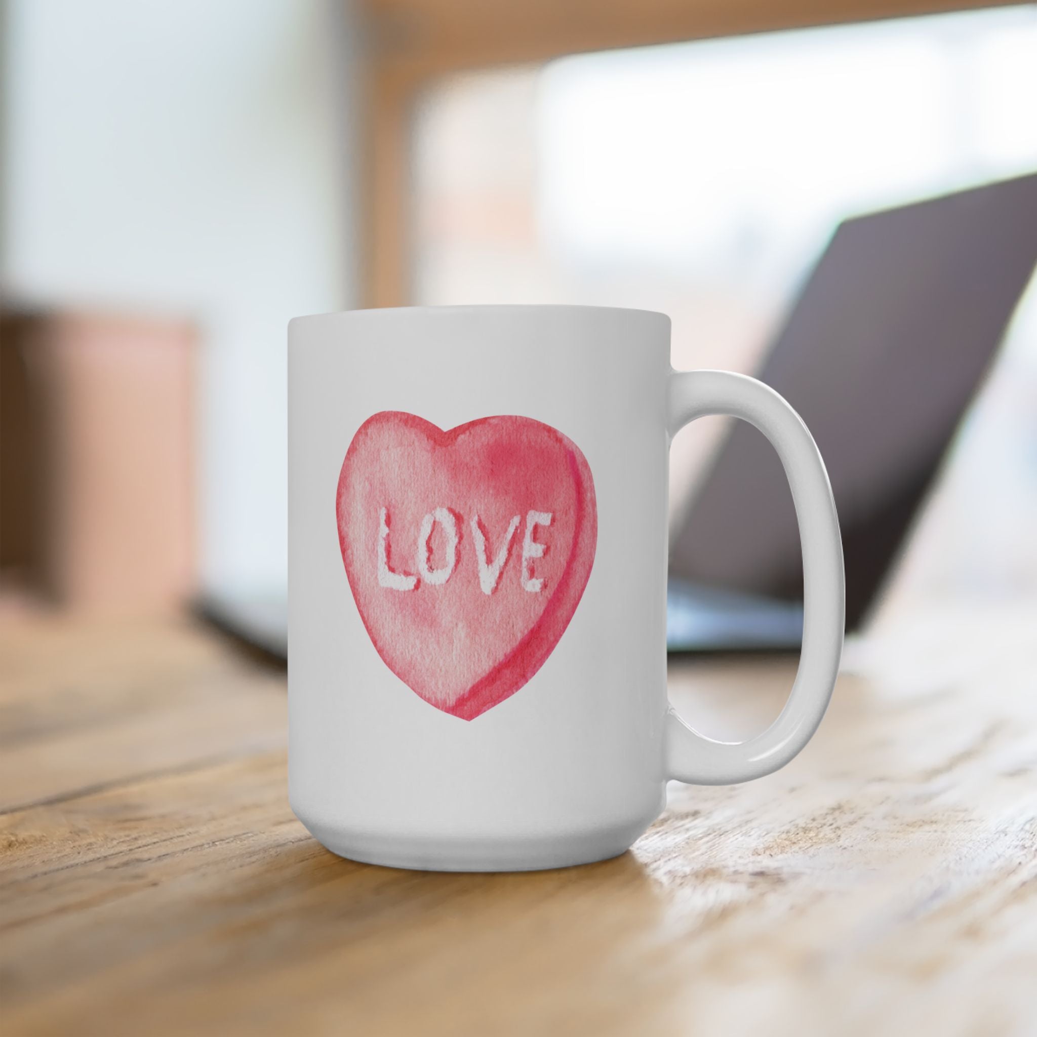 Valentine's Mug, Love Candy Hearts Valentine's Coffee Mug Valentine's Ceramic Mug,  15oz