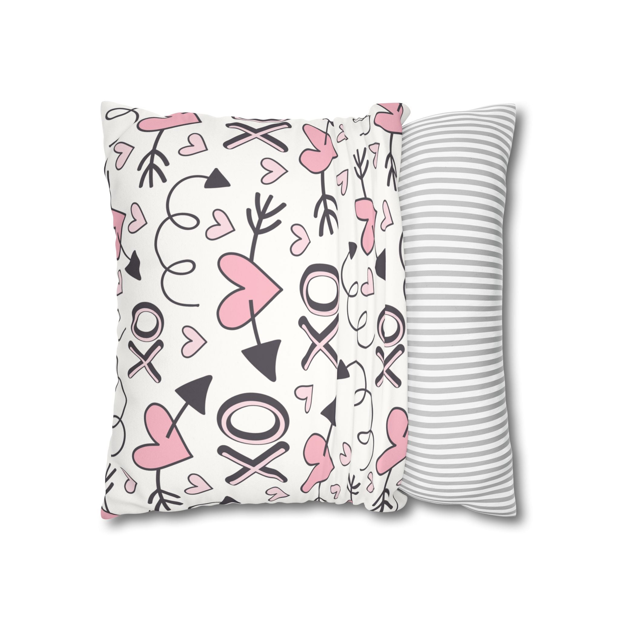 Valentine's Print Faux Suede Square Pillowcase XO Heart Print Valentine's Sofa Pillow Case Valentines Decor