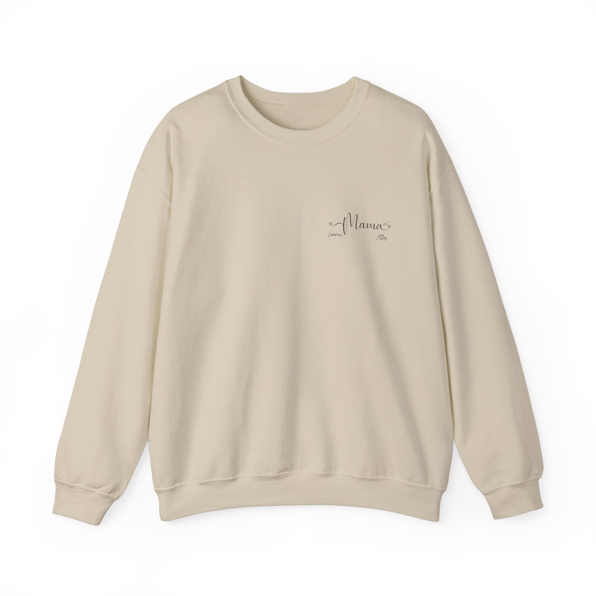 Custom 2 child Mama Sweatshirt with Names Heavy Blend™ Crewneck Sweatshirt